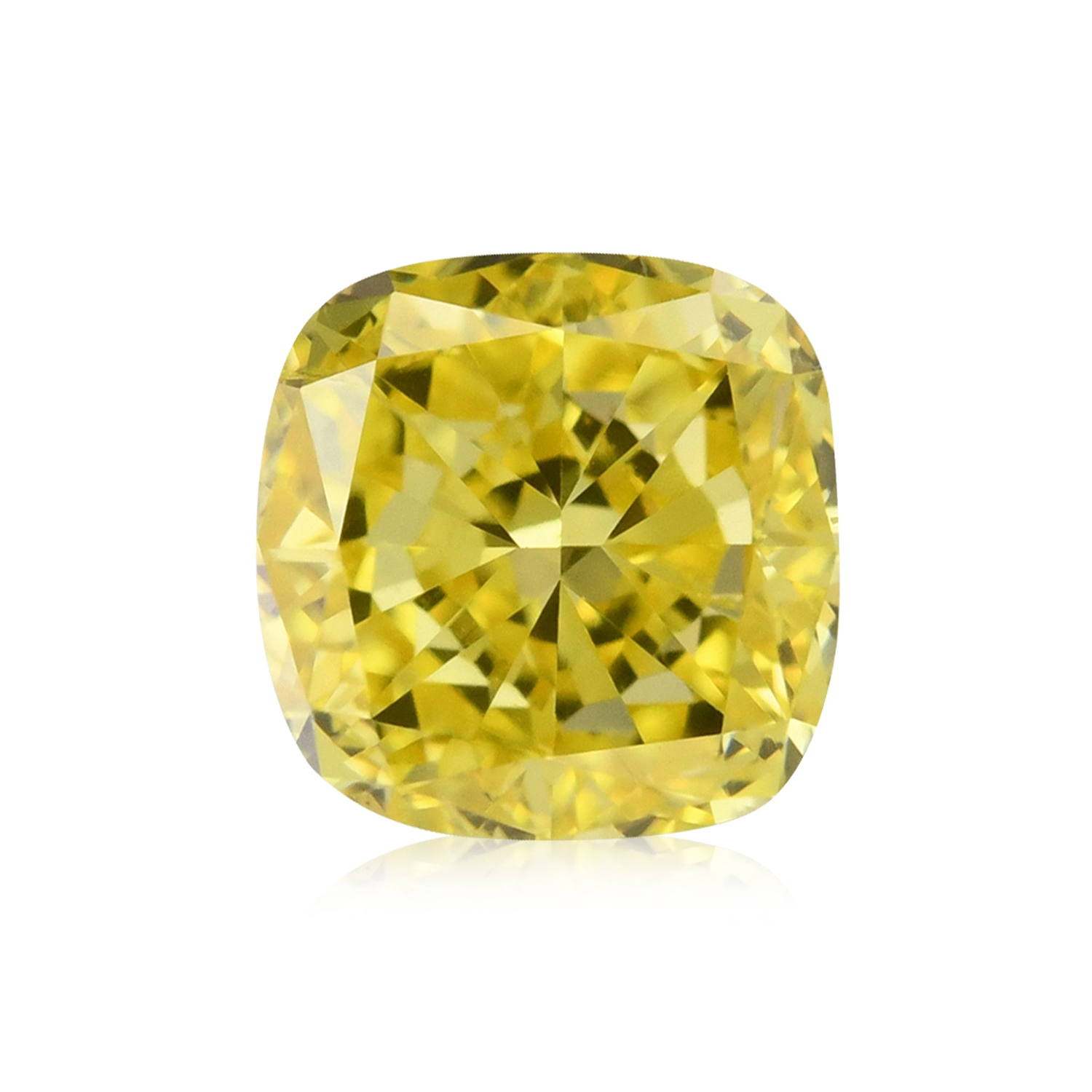 0.59 Carat Fancy Vivid Yellow Cushion Diamond SI2 GIA