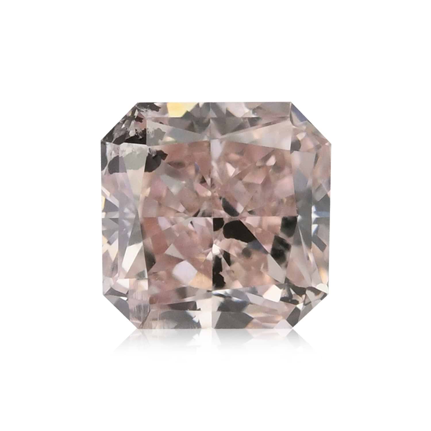 0.26 Carat Fancy Orangy Pink Radiant Diamond (I1) GIA