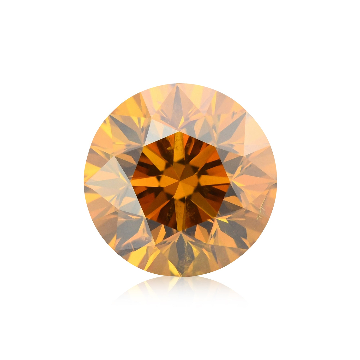 1.67 Carat Fancy Deep Brownish Yellowish Orange Round Brillant Diamond I1 GIA