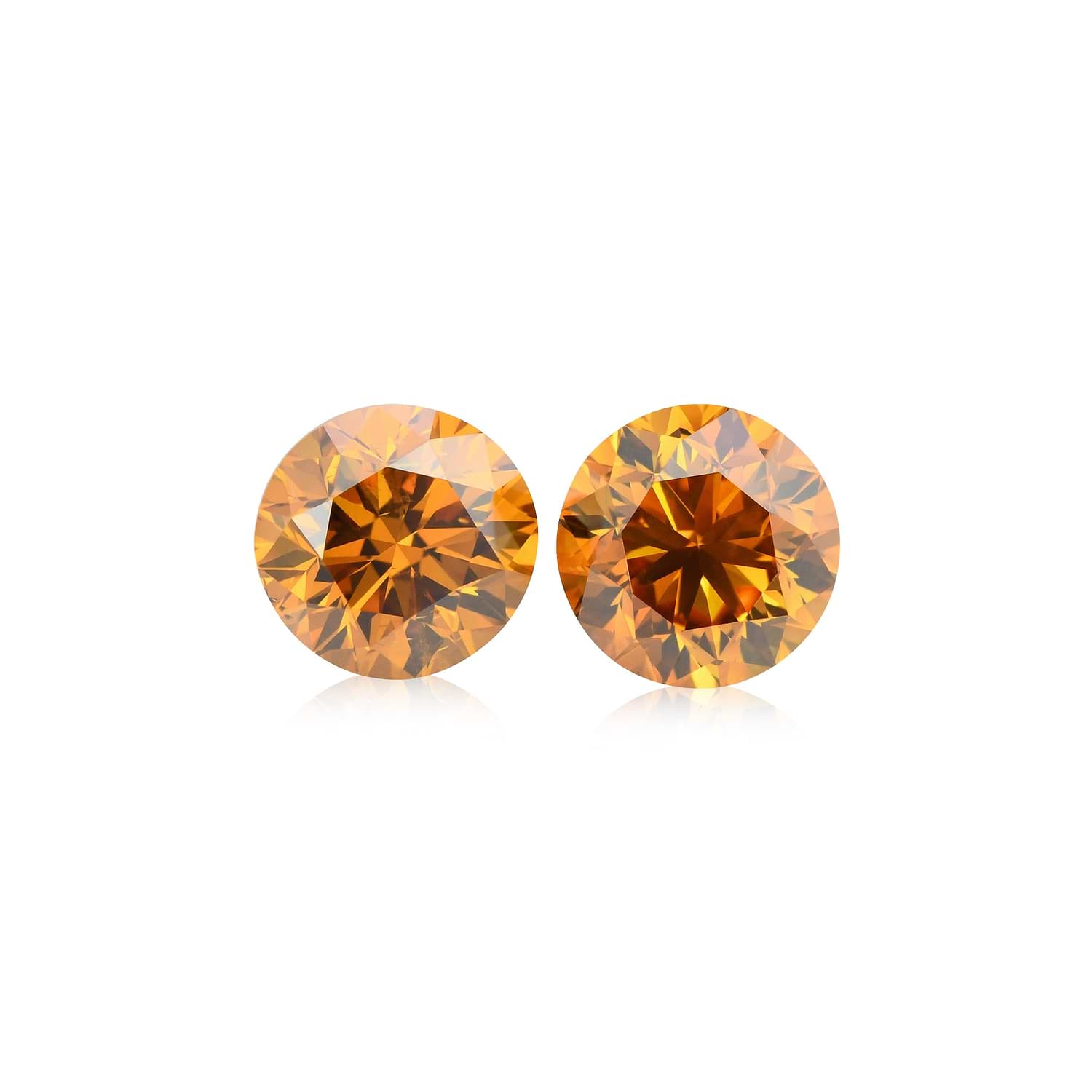 2.02 Carat Fancy Deep Yellow Orange Round Brilliant Diamonds SI2