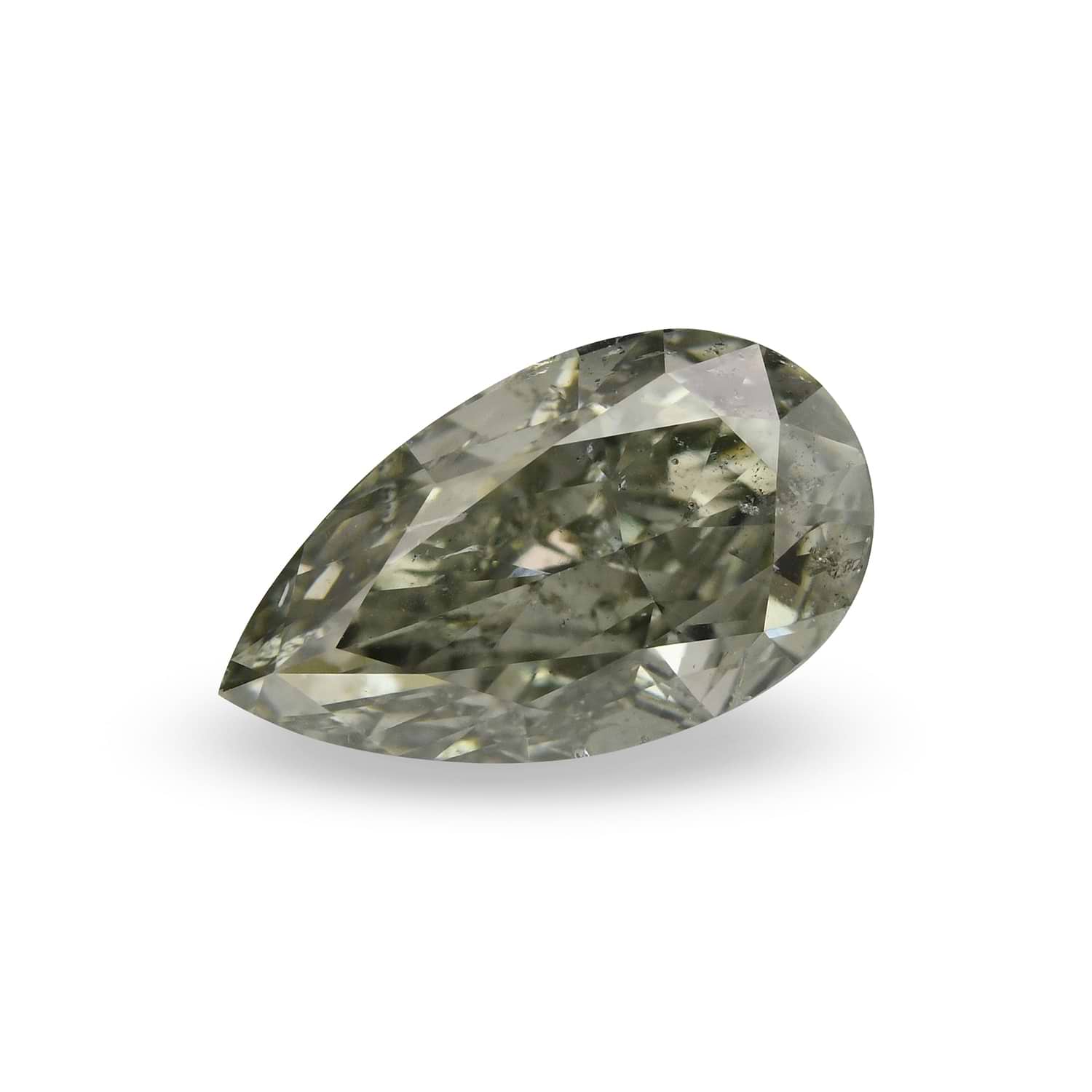 2.01 Carat Fancy Dark Gray Green Pear Diamond I1 GIA