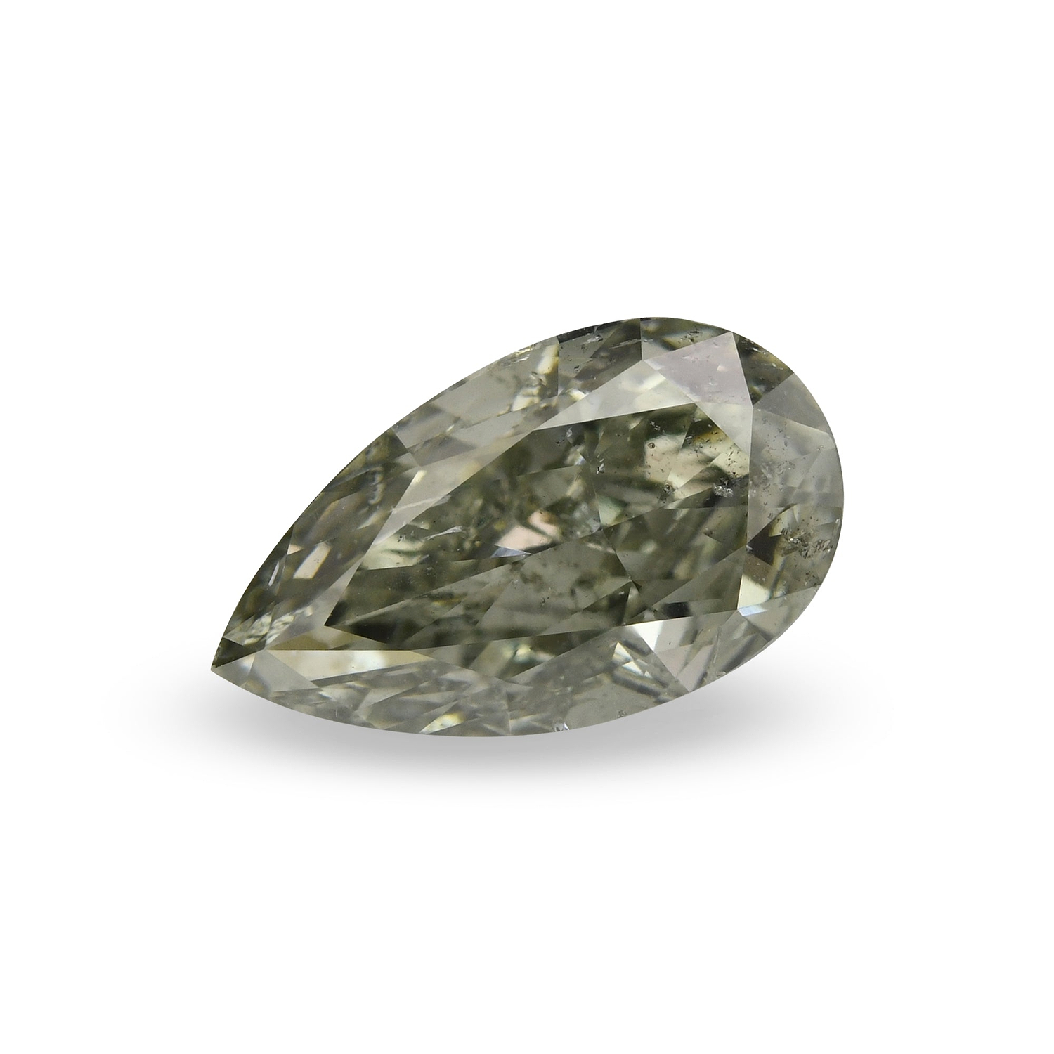 2.01 Carat Fancy Dark Gray Green Pear Diamond I1 GIA