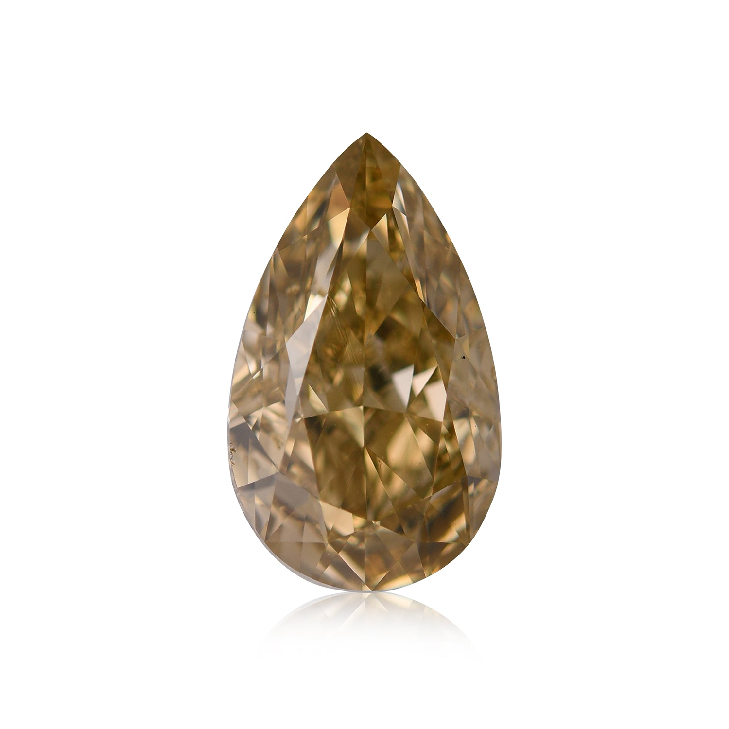 3.50 Carat Fancy Dark Brown Greenish Yellow Pear Diamond VS2 GIA