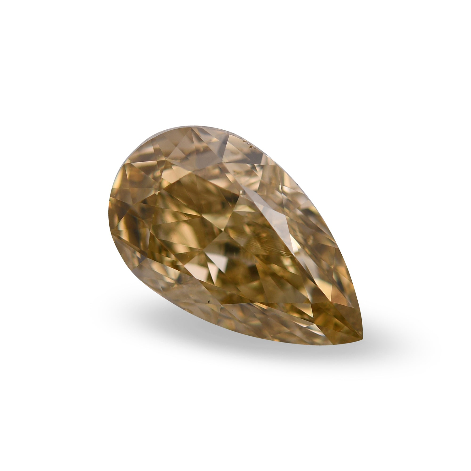 3.50 Carat Fancy Dark Brown Greenish Yellow Pear Diamond VS2 GIA