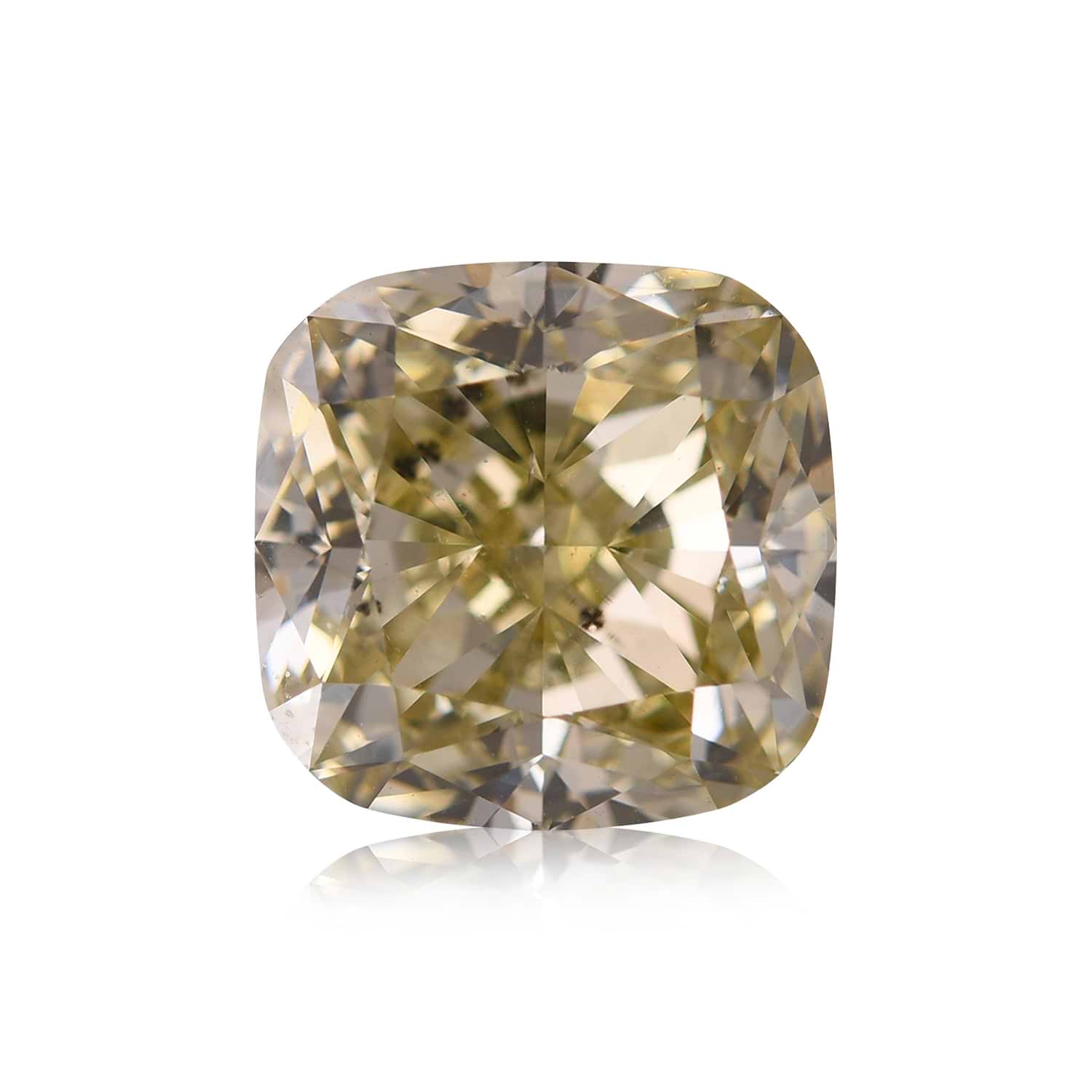 6.04 Carat Fancy Brownish Greenish Yellow Cushion Diamond SI1 GIA