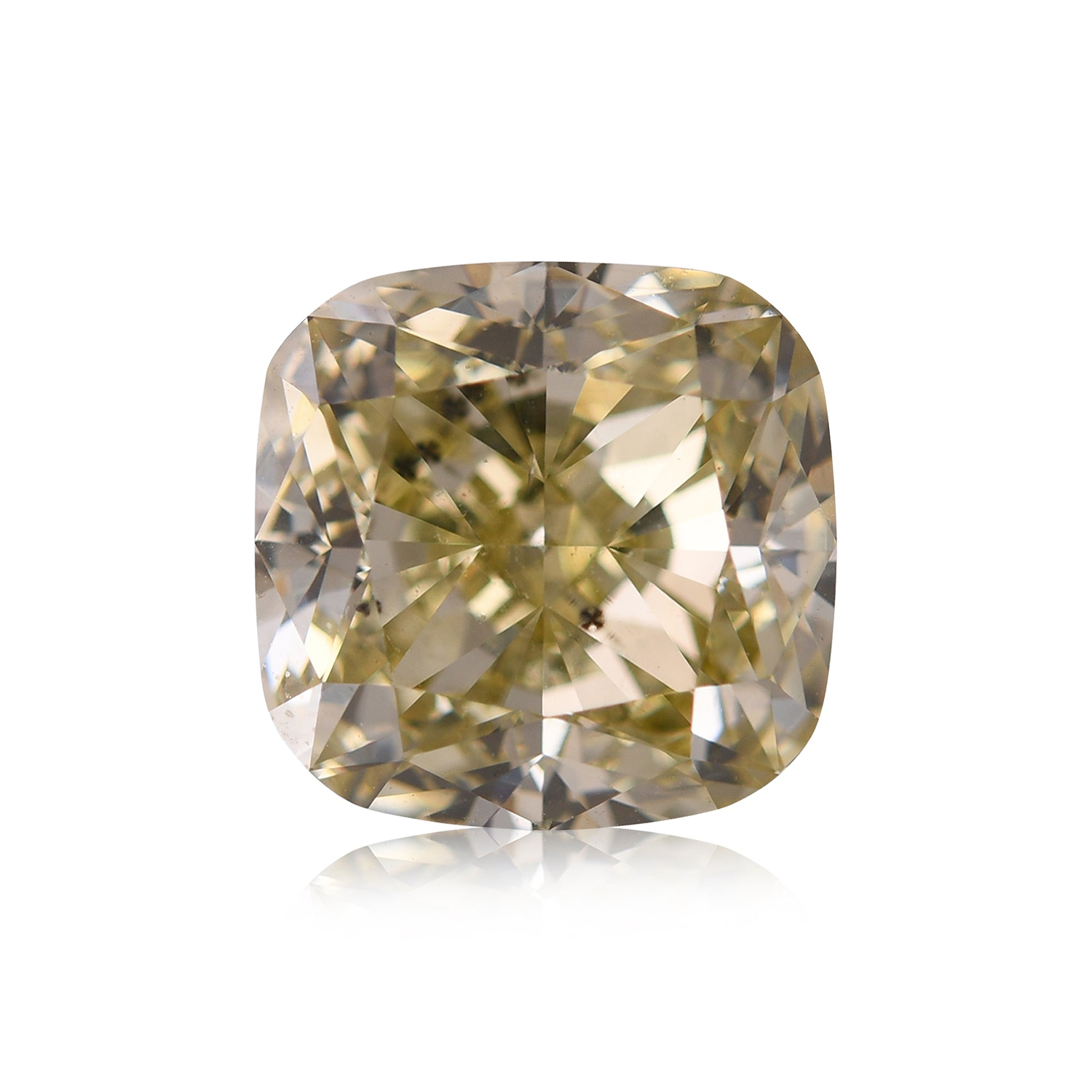 6.04 Carat Fancy Brownish Greenish Yellow Cushion Diamond SI1 GIA