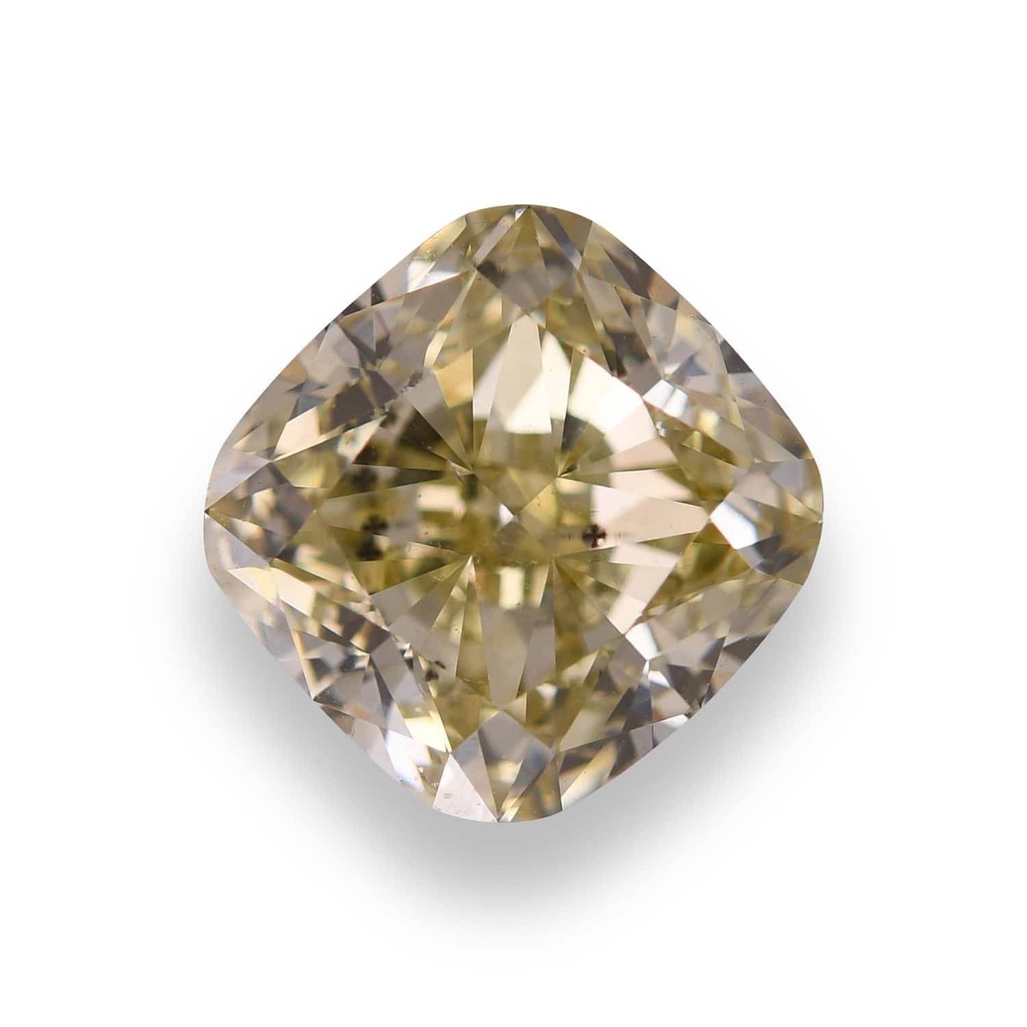 6.04 Carat Fancy Brownish Greenish Yellow Cushion Diamond SI1 GIA