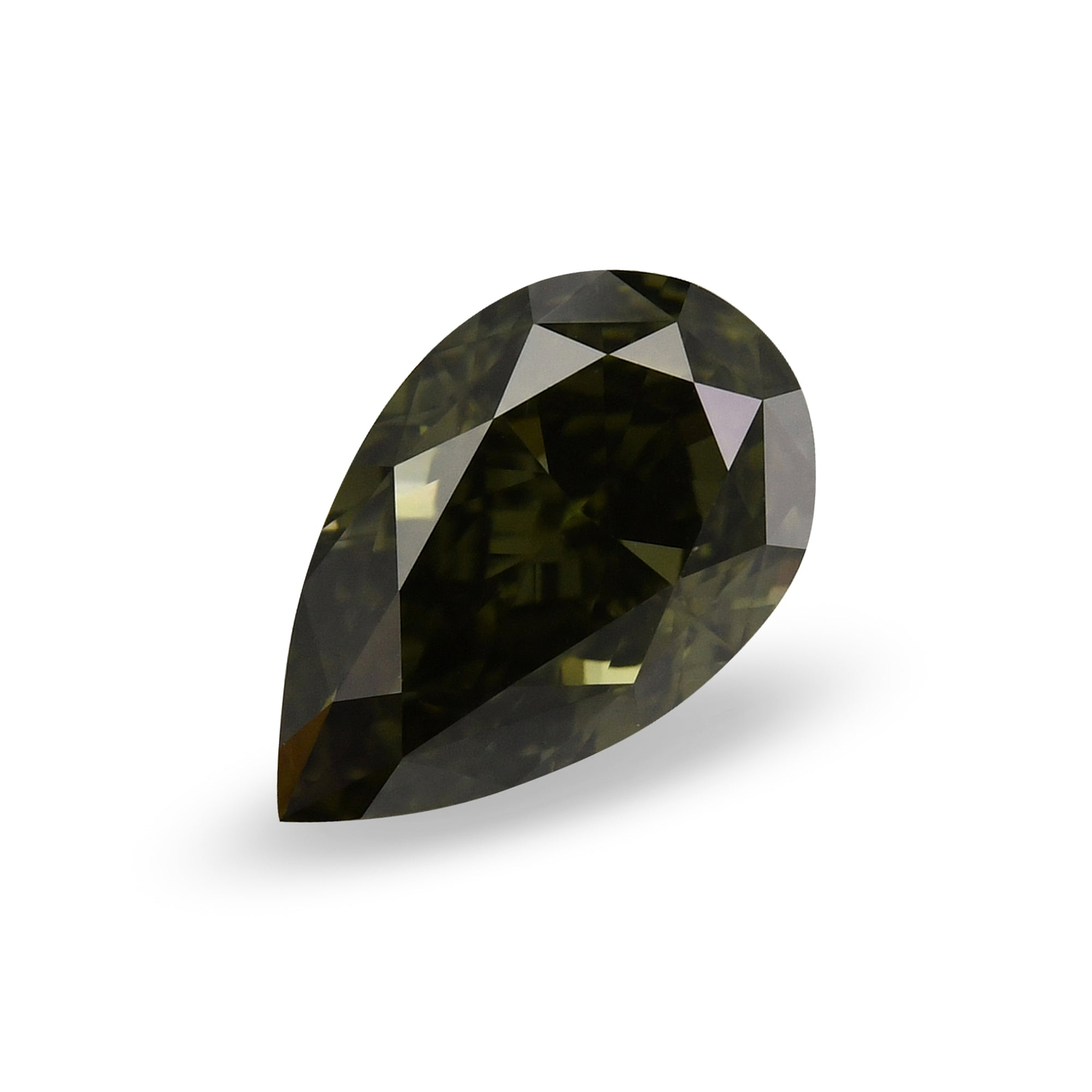 1.22 Carat Fancy Dark Gray Yellowish Green Pear Diamond VS1 GIA
