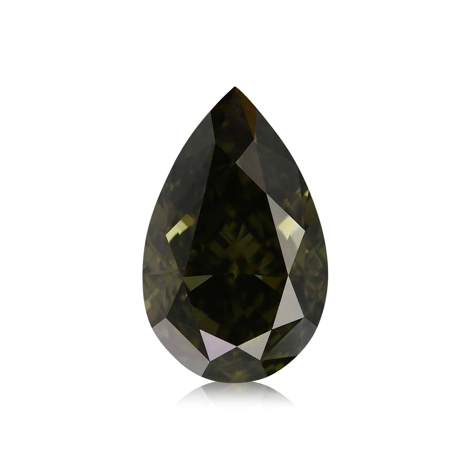 1.22 Carat Fancy Dark Gray Yellowish Green Pear Diamond VS1 GIA