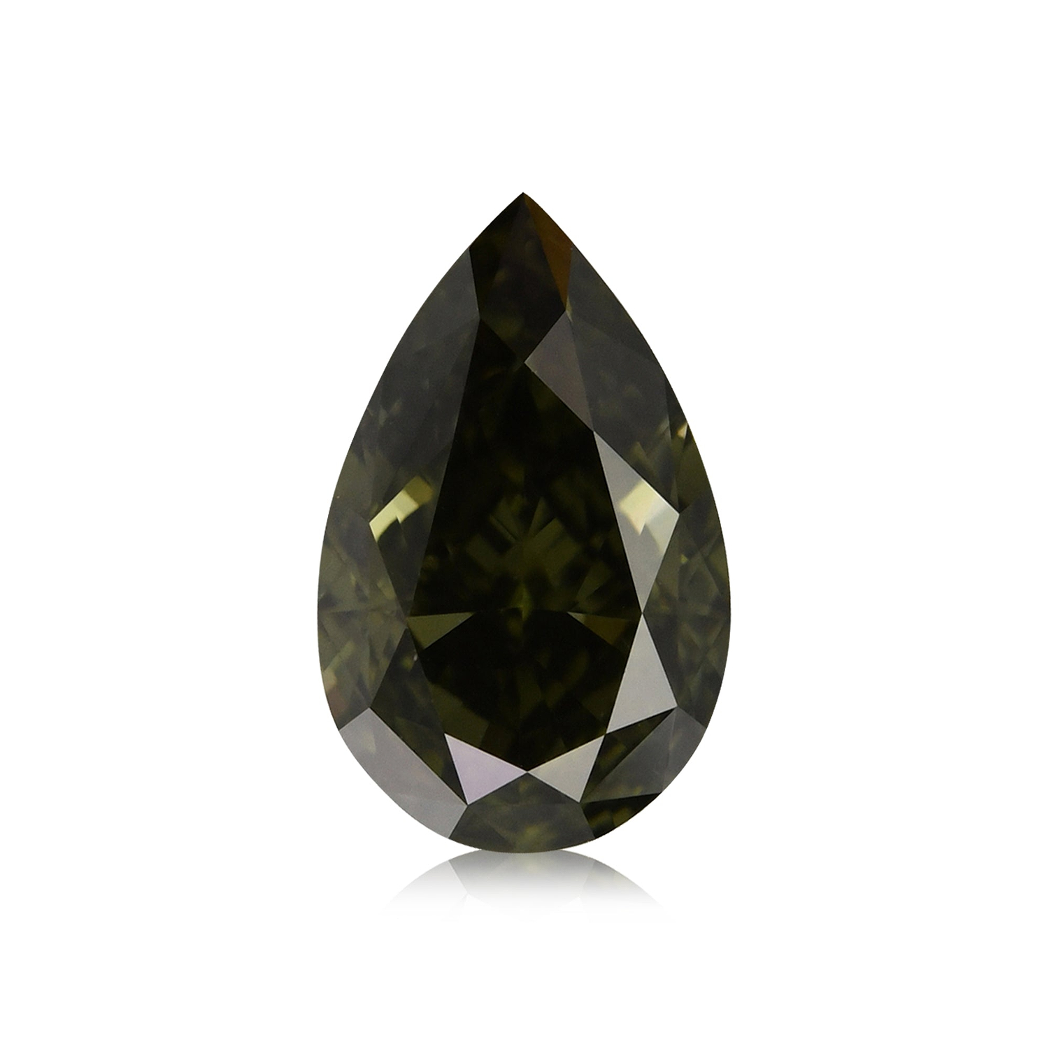 1.22 Carat Fancy Dark Gray Yellowish Green Pear Diamond VS1 GIA