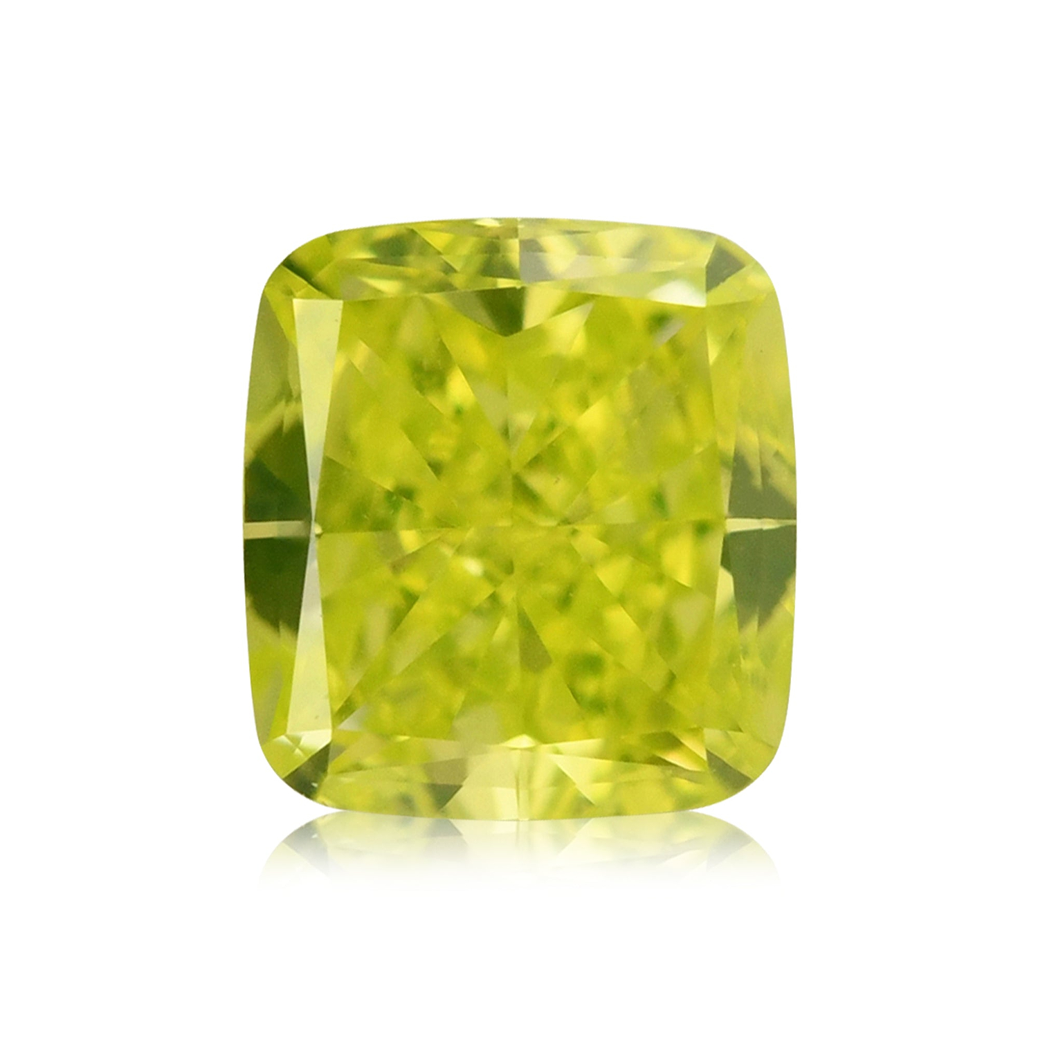 0.36 Carat Fancy Vivid Green Yellow Cushion Diamond VS2 GIA