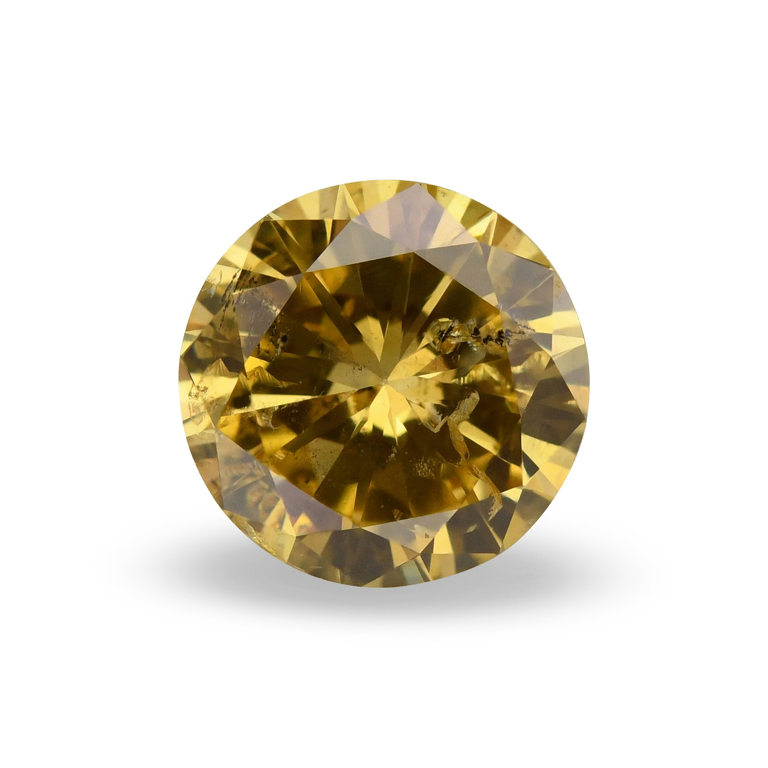 0.61 Carat Fancy Brownish Orangy Yellow Round Brillant Diamond (I2) GIA