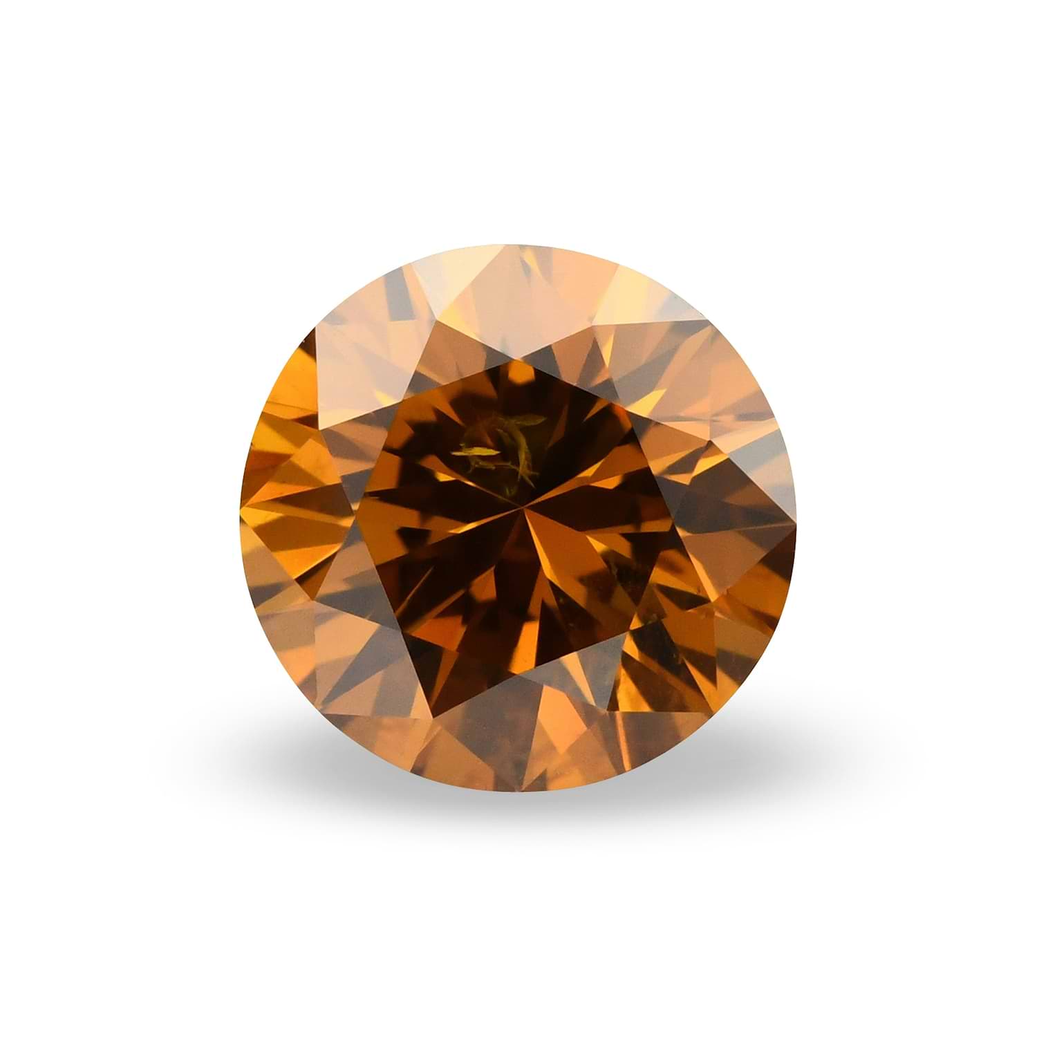 1.02 Carat Fancy Deep Brown Orange Round Brillant Diamond I1 GIA