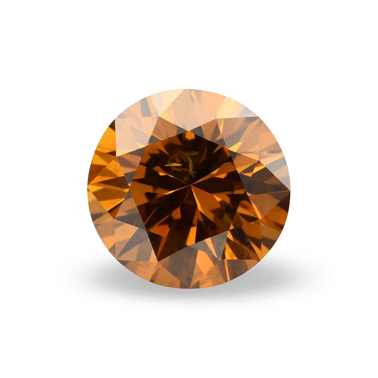 1.02 Carat Fancy Deep Brown Orange Round Brillant Diamond I1 GIA