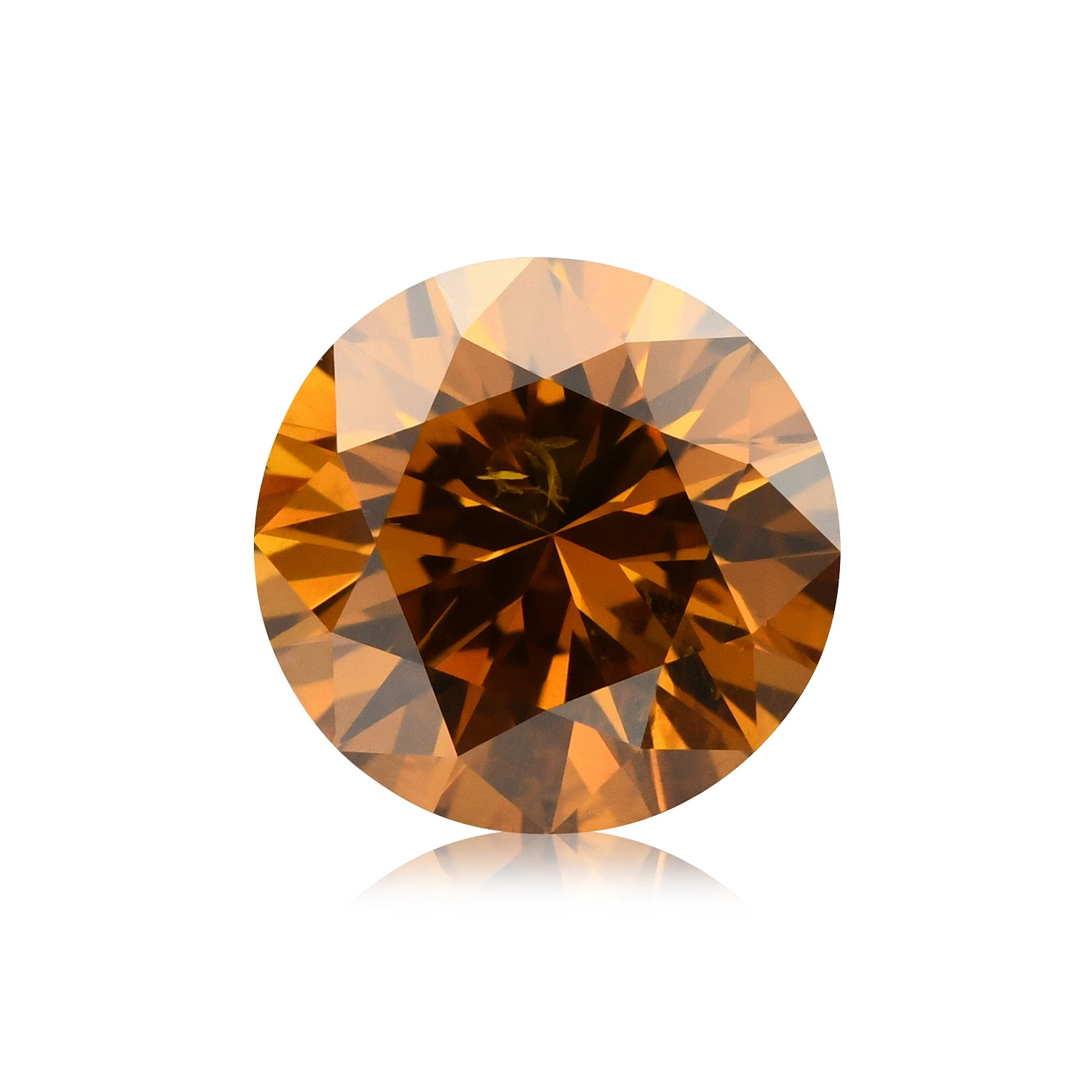 1.02 Carat Fancy Deep Brown Orange Round Brillant Diamond I1 GIA