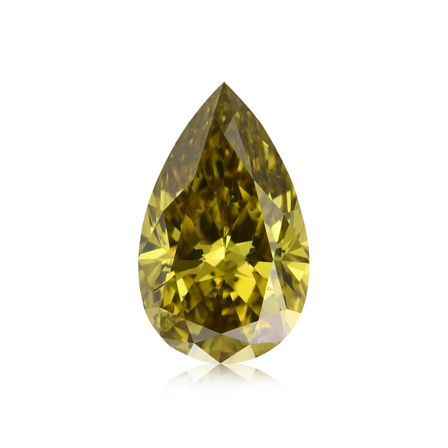 1.02 Carat Fancy Deep Brownish Greenish Yellow Pear Diamond SI2 GIA