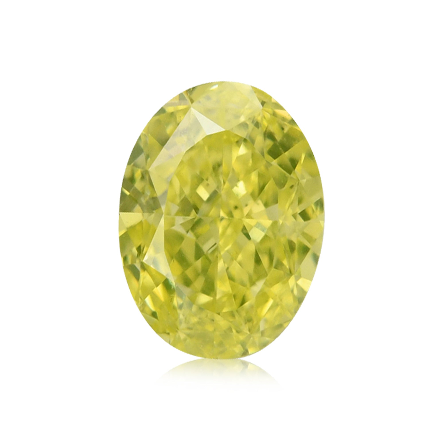 0.76 Carat Fancy Intense Greenish Yellow Oval Diamond VS2 GIA