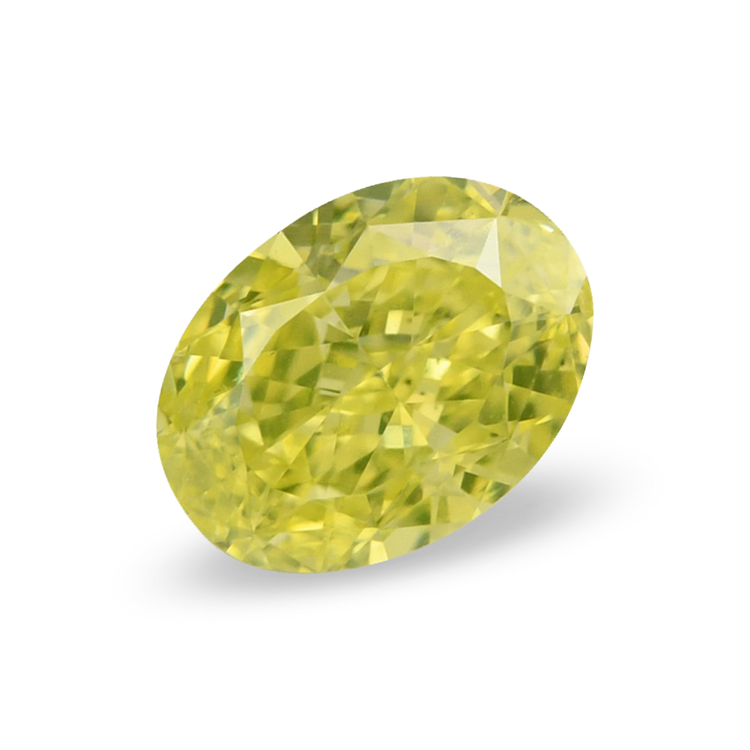 0.76 Carat Fancy Intense Greenish Yellow Oval Diamond VS2 GIA