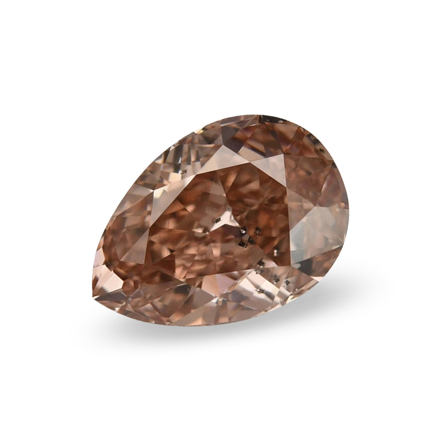 0.50 Carat Fancy Brownish Orangy Pink Pear Diamond SI2 GIA