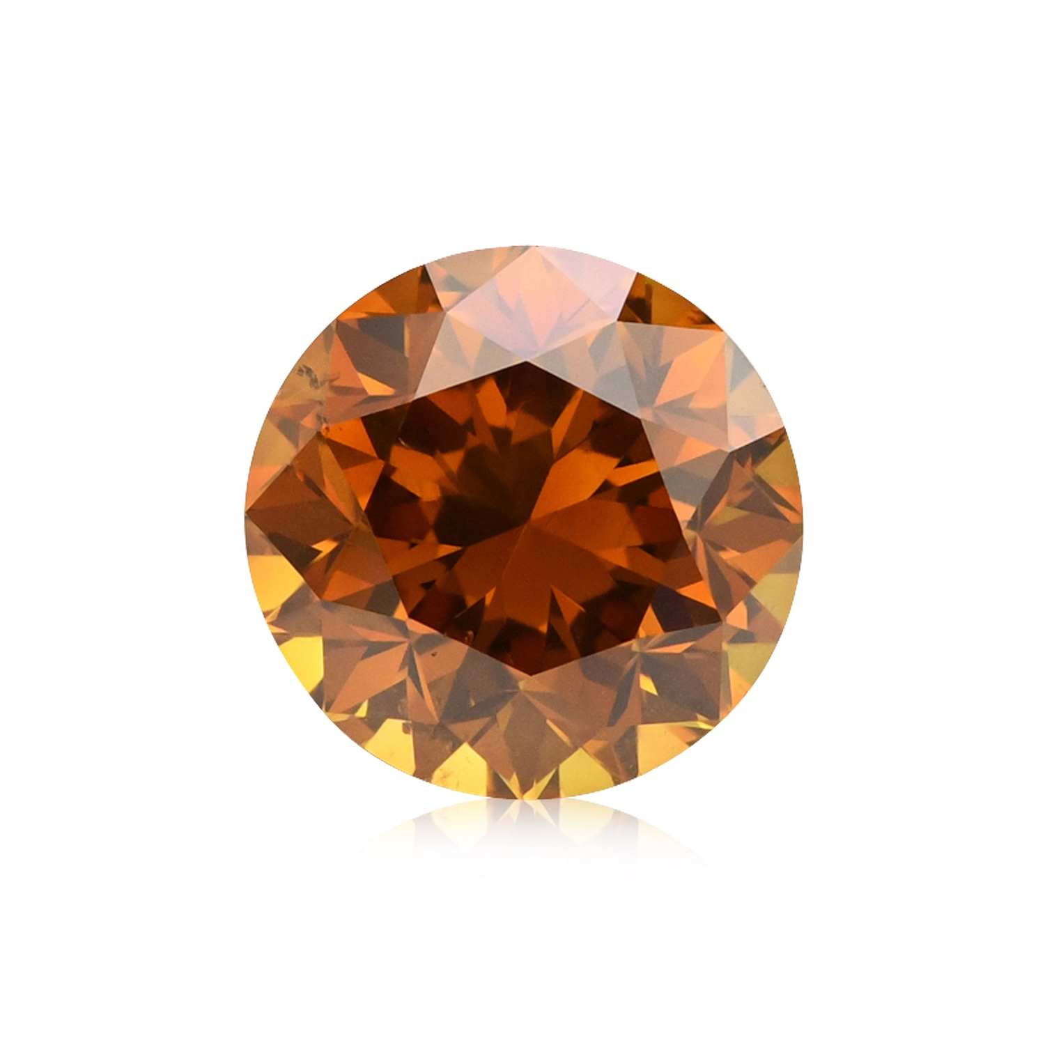 1.33 Carat Fancy Deep Brown Orange Round Brillant Diamond SI2 GIA