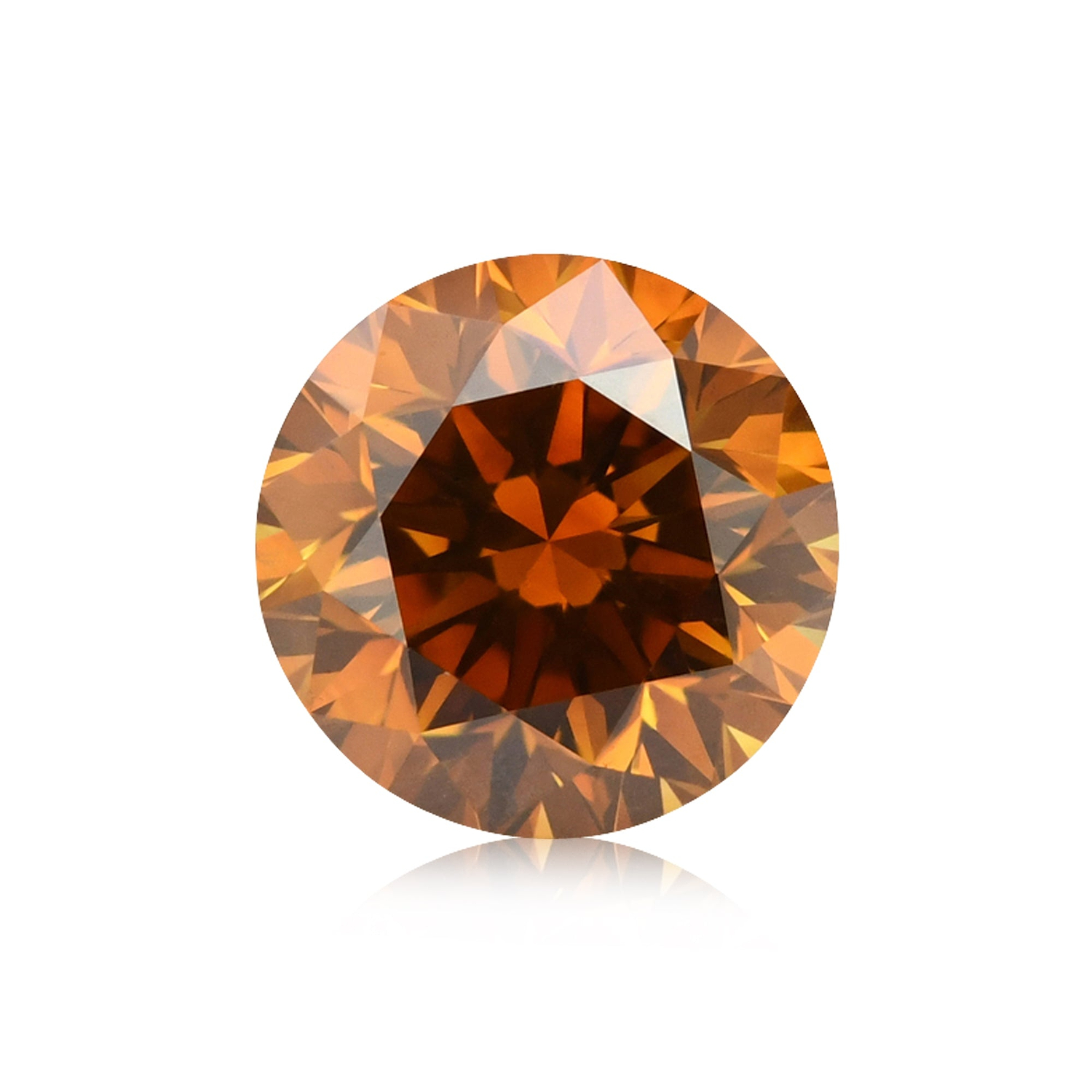 1.30 Carat Fancy Deep Brownish Orange Round Brillant Diamond (I1) GIA