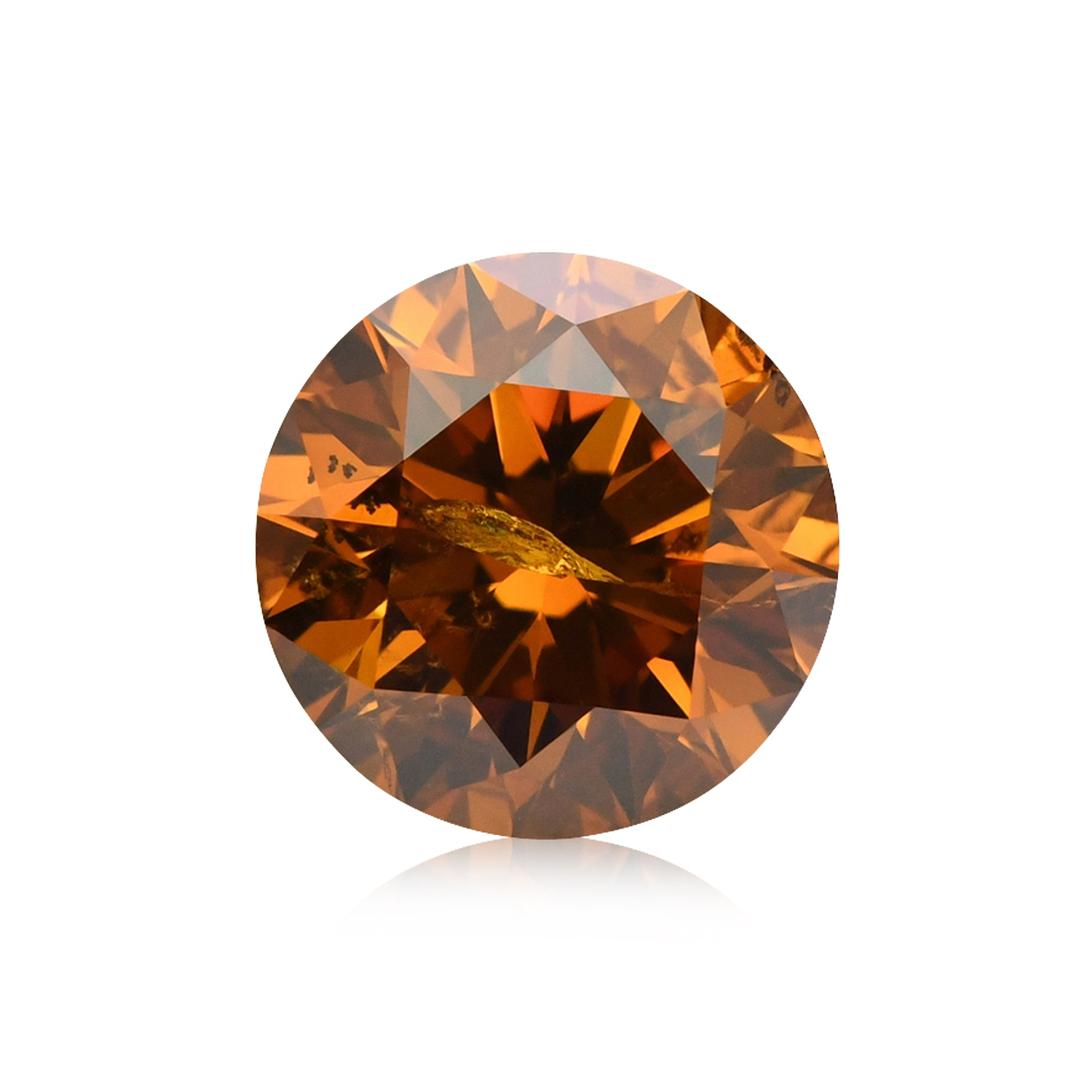 1.67 Carat Fancy Deep Yellowish Orange Round Brillant Diamond I2 GIA