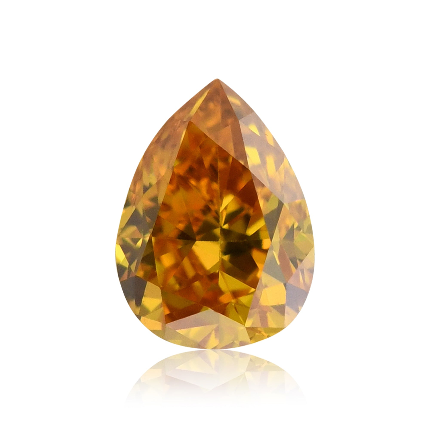 0.17 Carat Fancy Deep Yellow Orange Pear Diamond (SI1) GIA