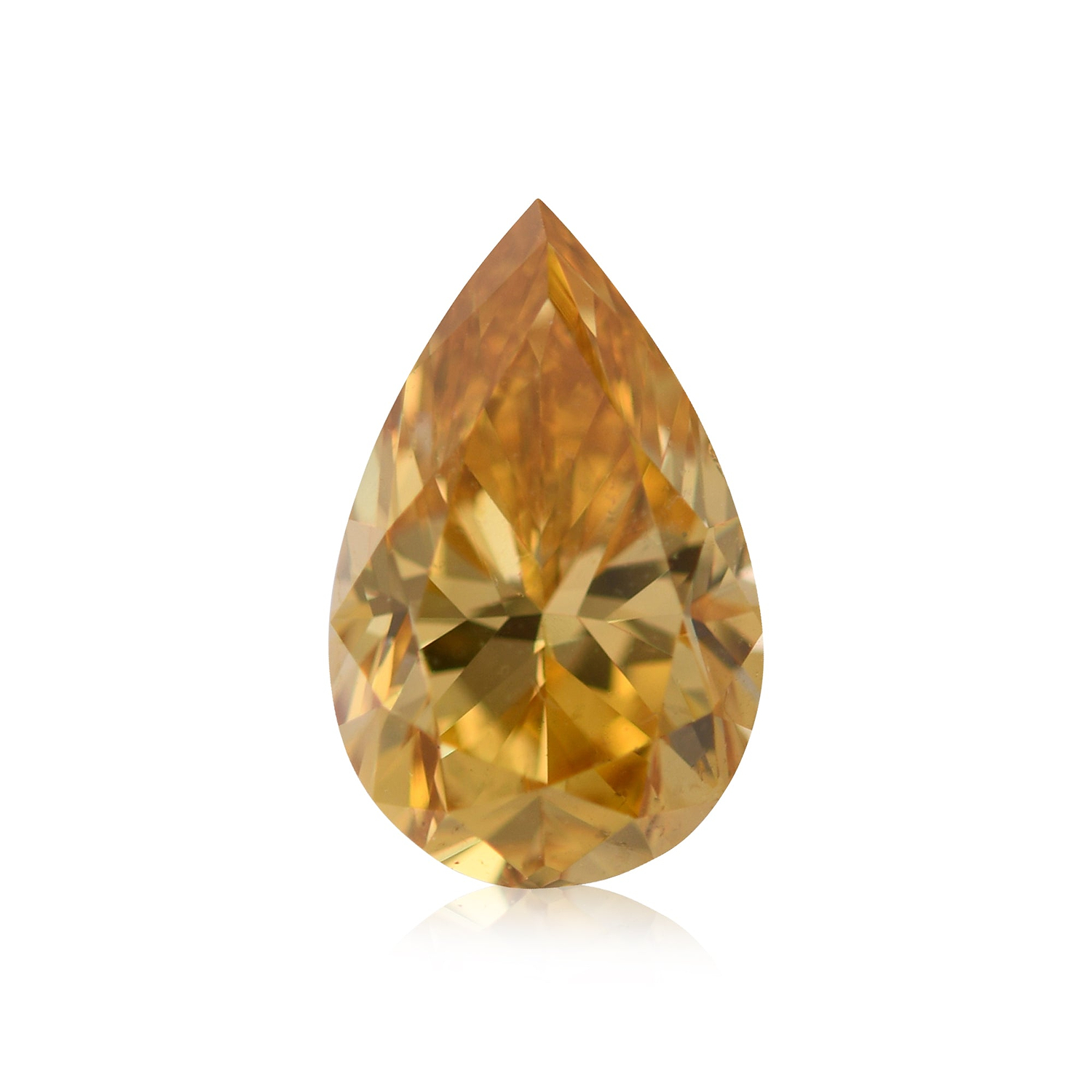 0.70 Carat Fancy Vivid Orange Yellow Pear Diamond SI2 GIA