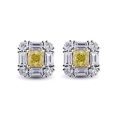 Extraordinary Cushion Fancy Intense Yellow Diamond Halo Stud Earrings