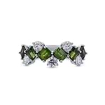 Green Emerald Tourmaline and Diamond Band Ring