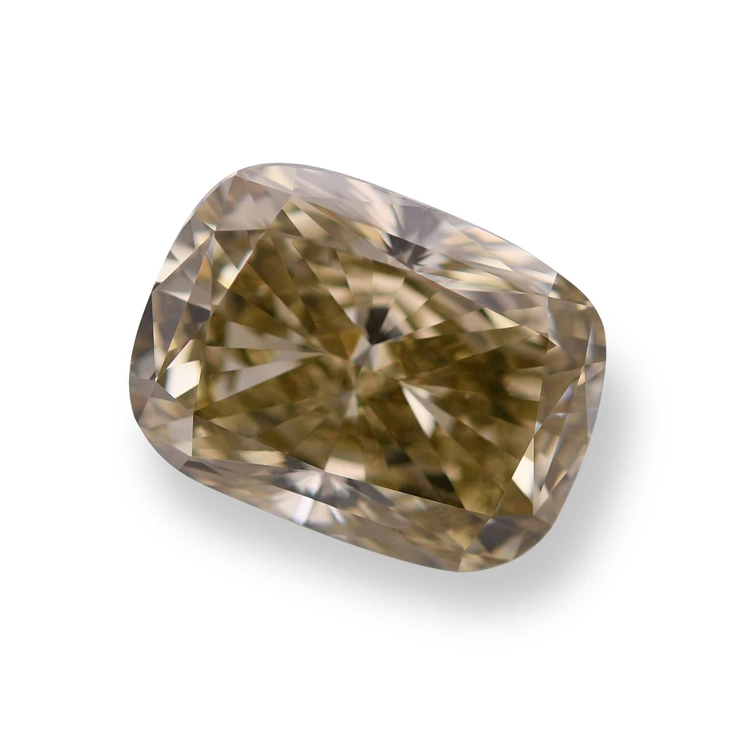 3.05 Carat Fancy Brownish Greenish Yellow Cushion Diamond VS2 GIA