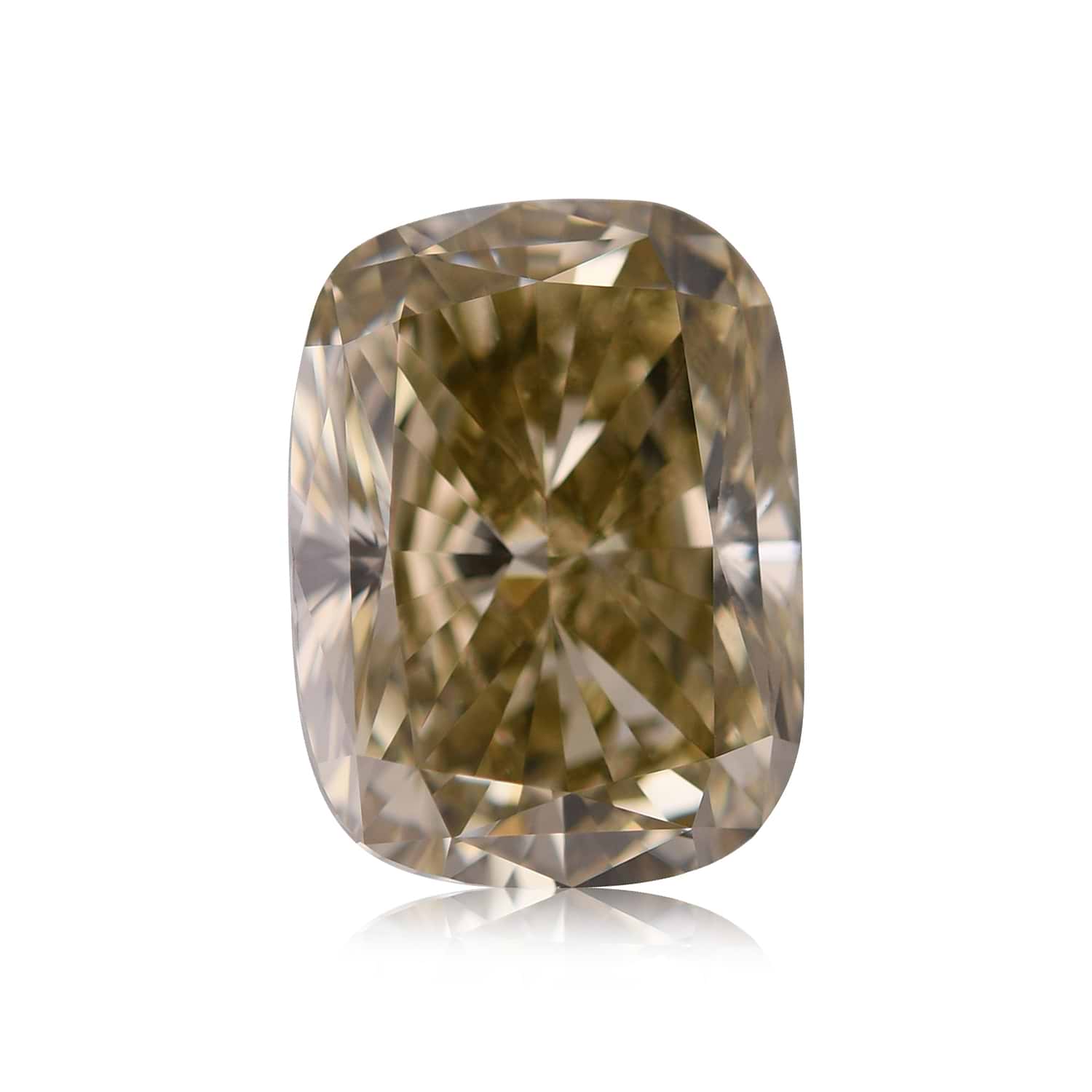 3.05 Carat Fancy Brownish Greenish Yellow Cushion Diamond VS2 GIA