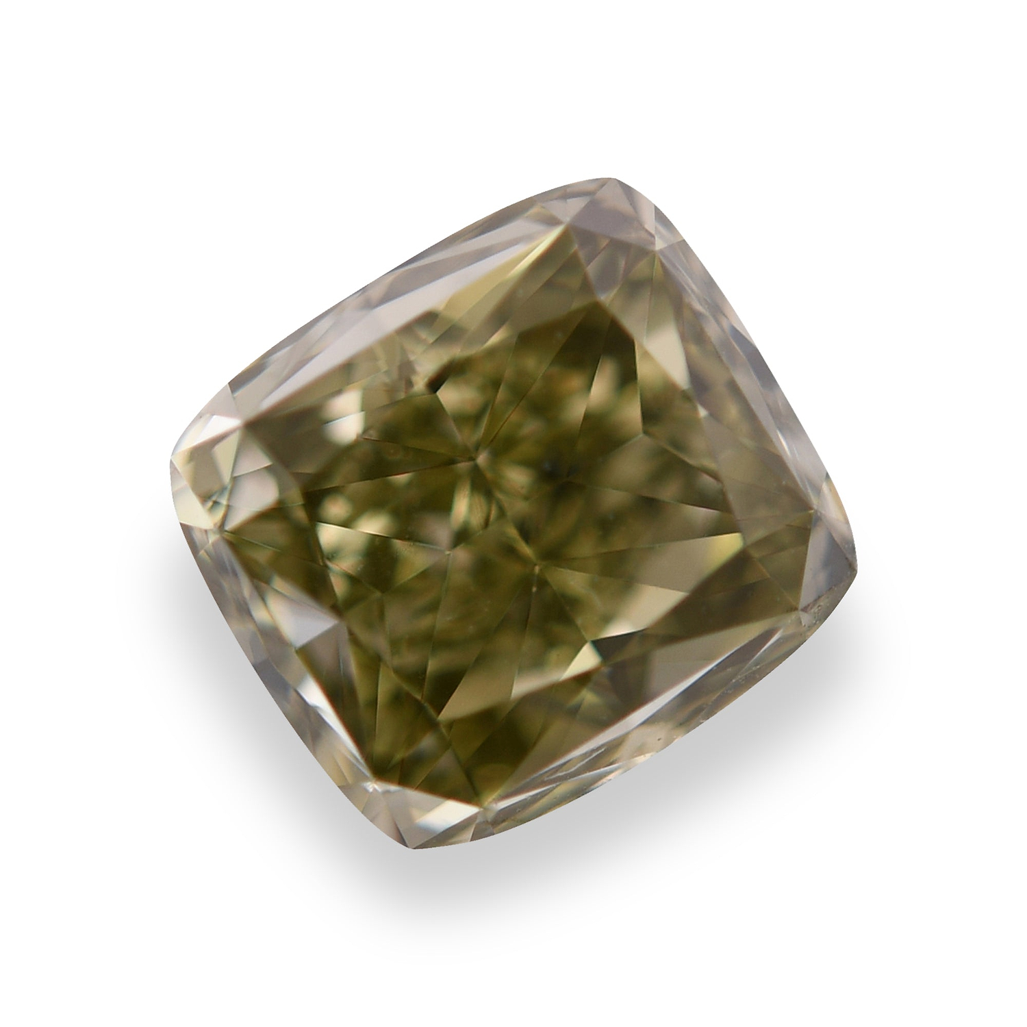 0.93 Carat Fancy Dark Gray Yellowish Green Cushion Diamond VVS2 GIA