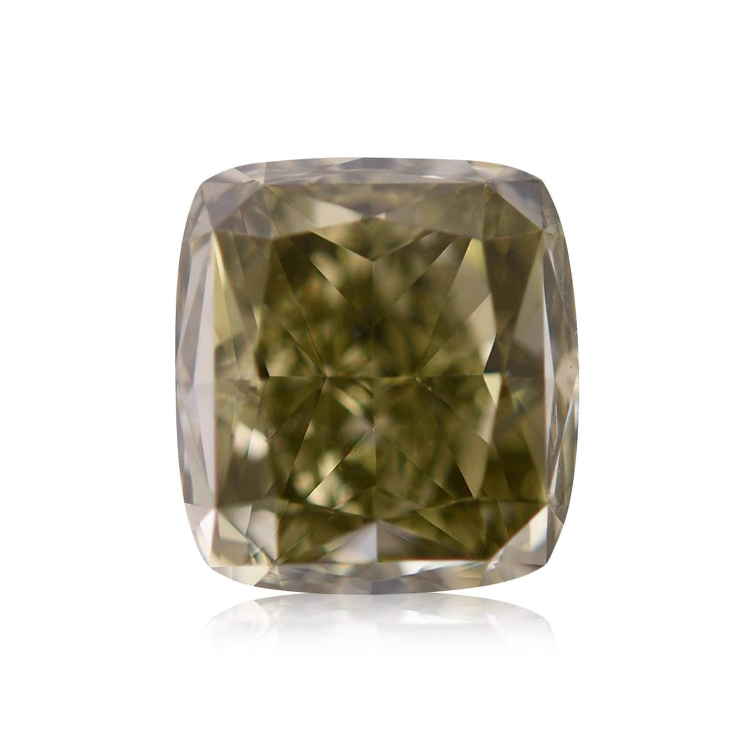 0.93 Carat Fancy Dark Gray Yellowish Green Cushion Diamond VVS2 GIA