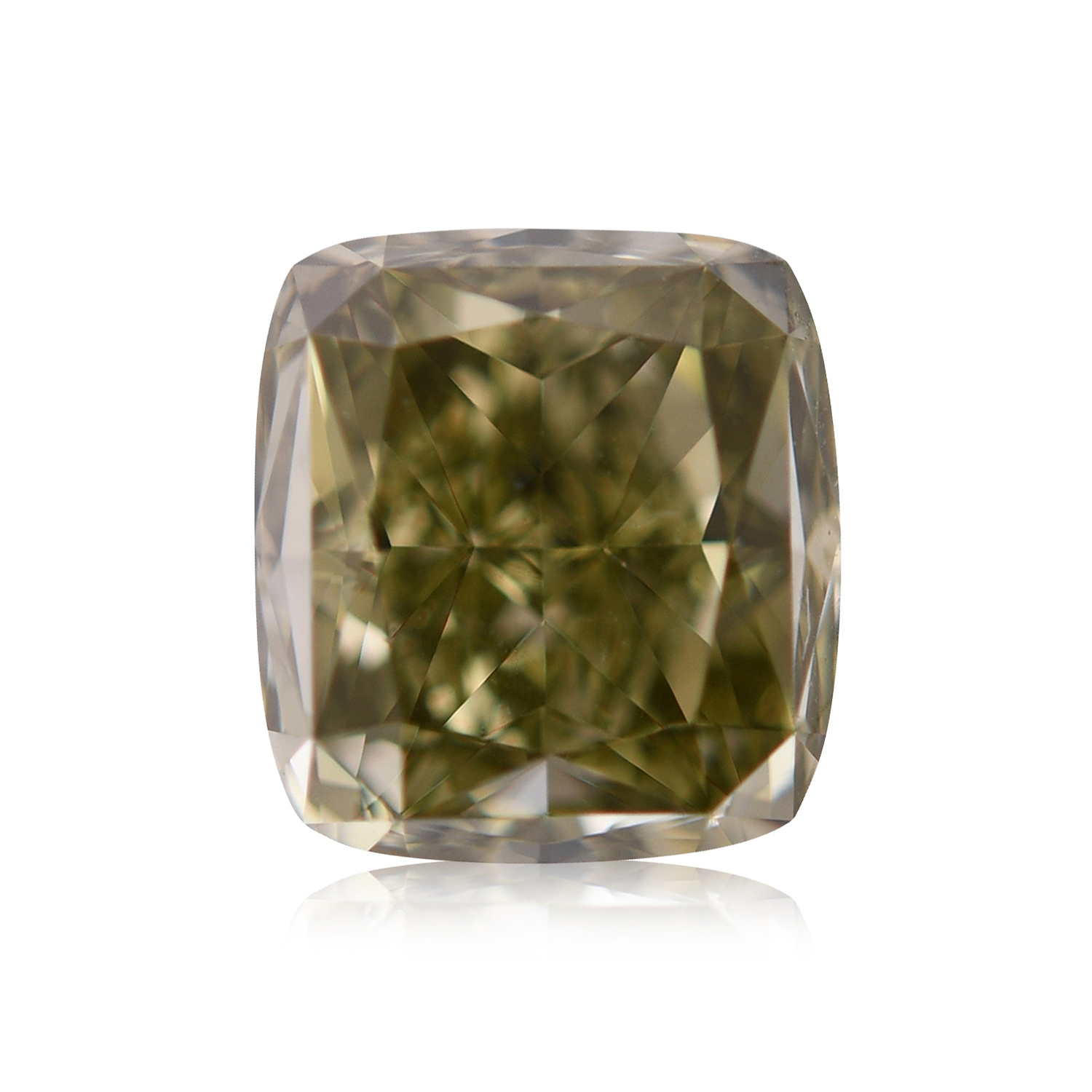 0.93 Carat Fancy Dark Gray Yellowish Green Cushion Diamond VVS2 GIA