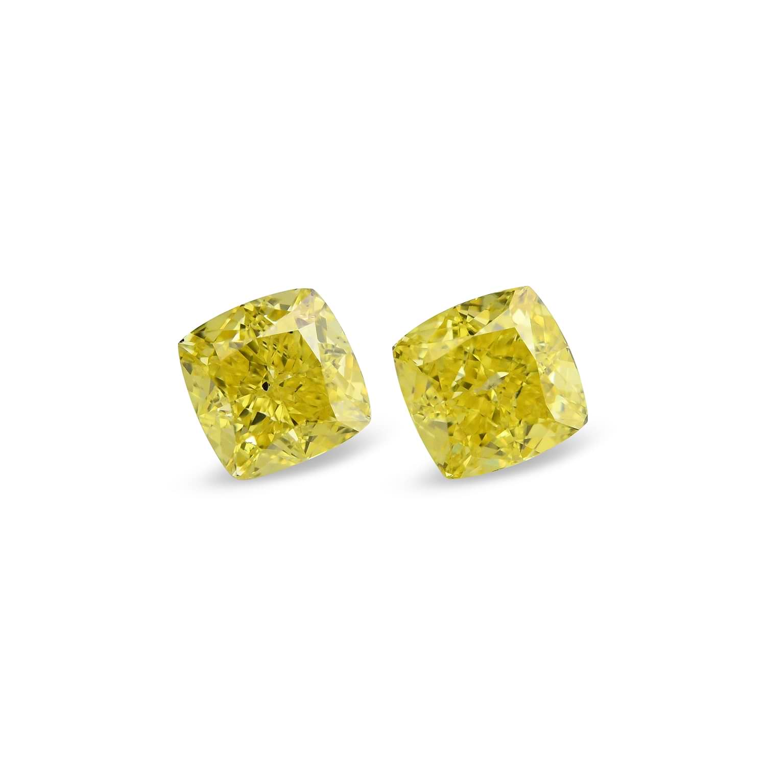 1.04 Carat Fancy Vivid Yellow Cushion Diamonds I1