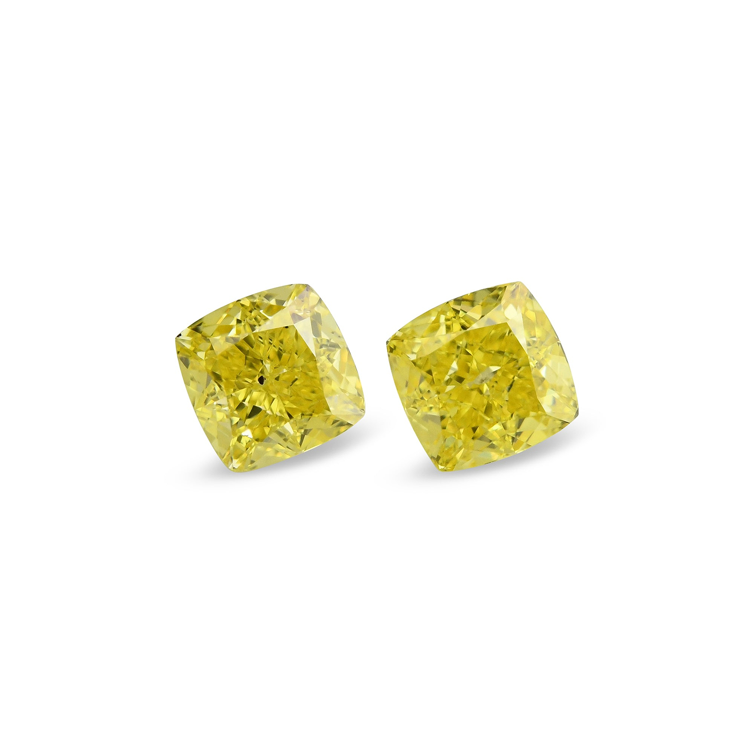 1.04 Carat Fancy Vivid Yellow Cushion Diamonds I1