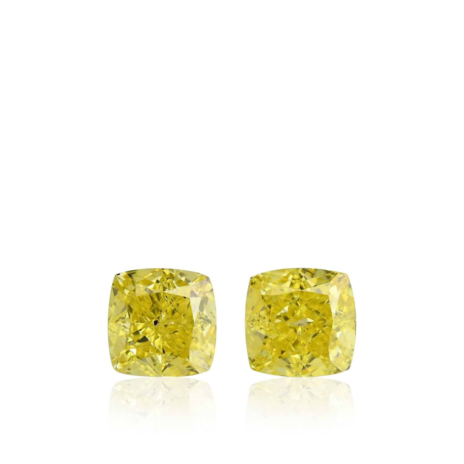1.04 Carat Fancy Vivid Yellow Cushion Diamonds I1