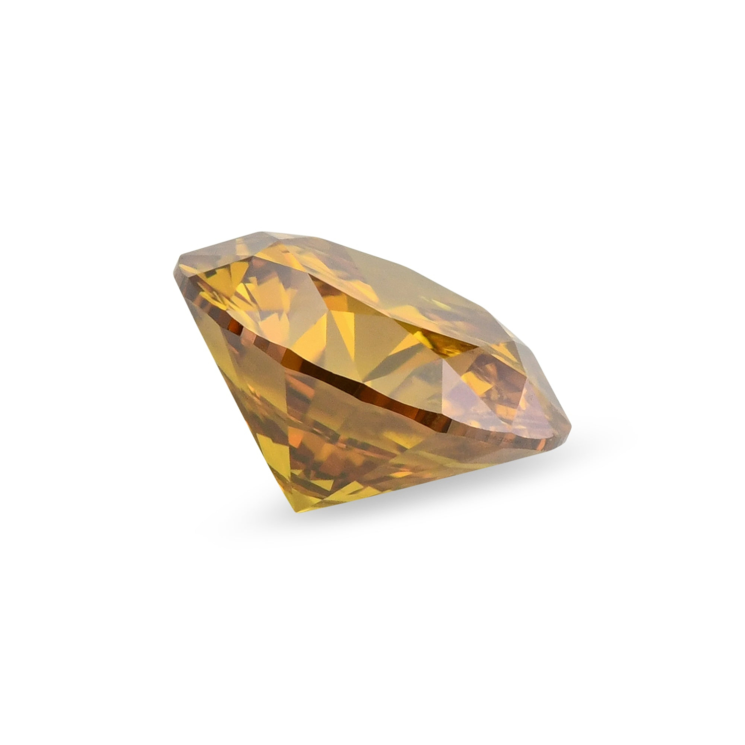 1.01 Carat Fancy Deep Yellow Orange Round Brillant Diamond (I1) GIA