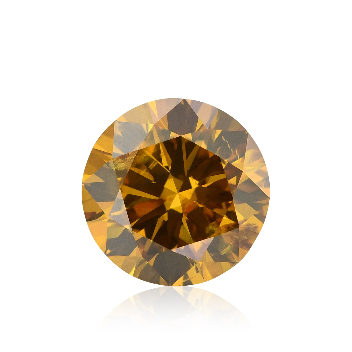 1.01 Carat Fancy Deep Yellow Orange Round Brillant Diamond (I1) GIA
