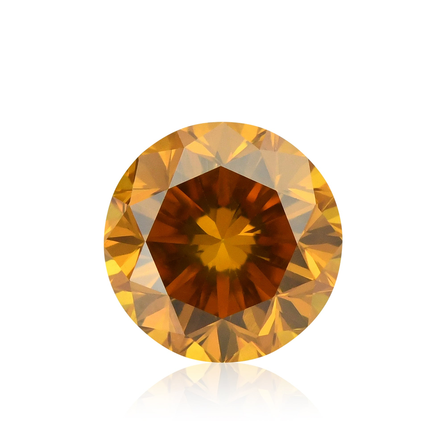 0.70 Carat Fancy Deep Yellowish Orange Round Brillant Diamond SI2 GIA