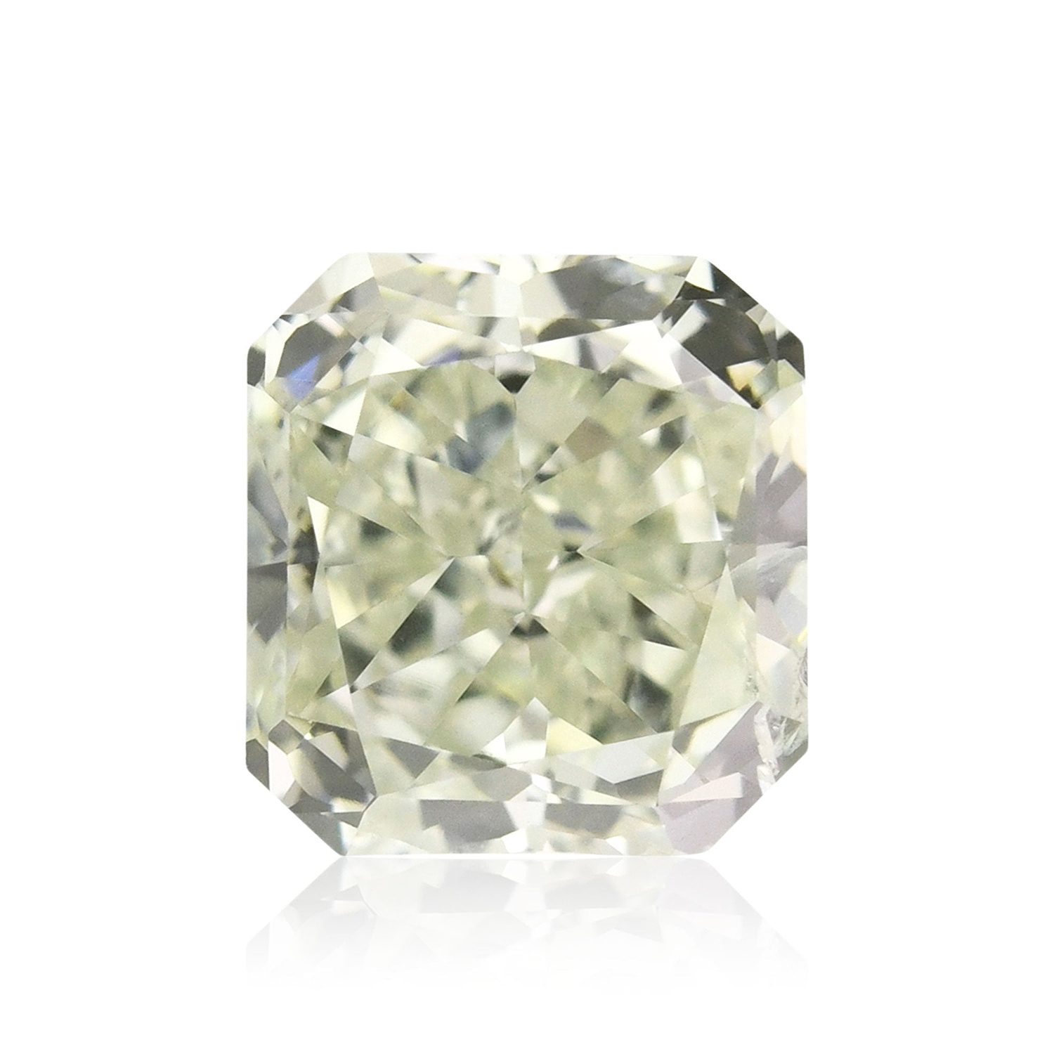 0.81 Carat Fancy Light Yellowish Green Radiant Diamond (I1) GIA
