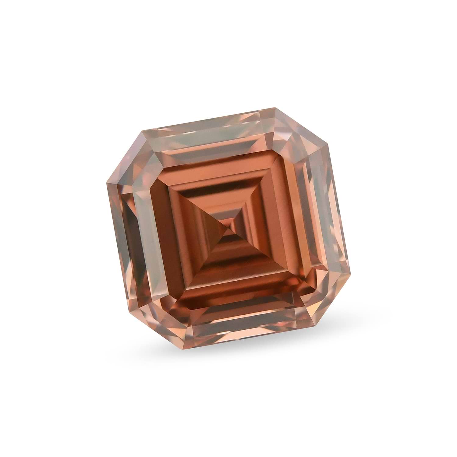 3.06 Carat Fancy Deep Brownish Pinkish Orange Asscher Diamond VS2 GIA
