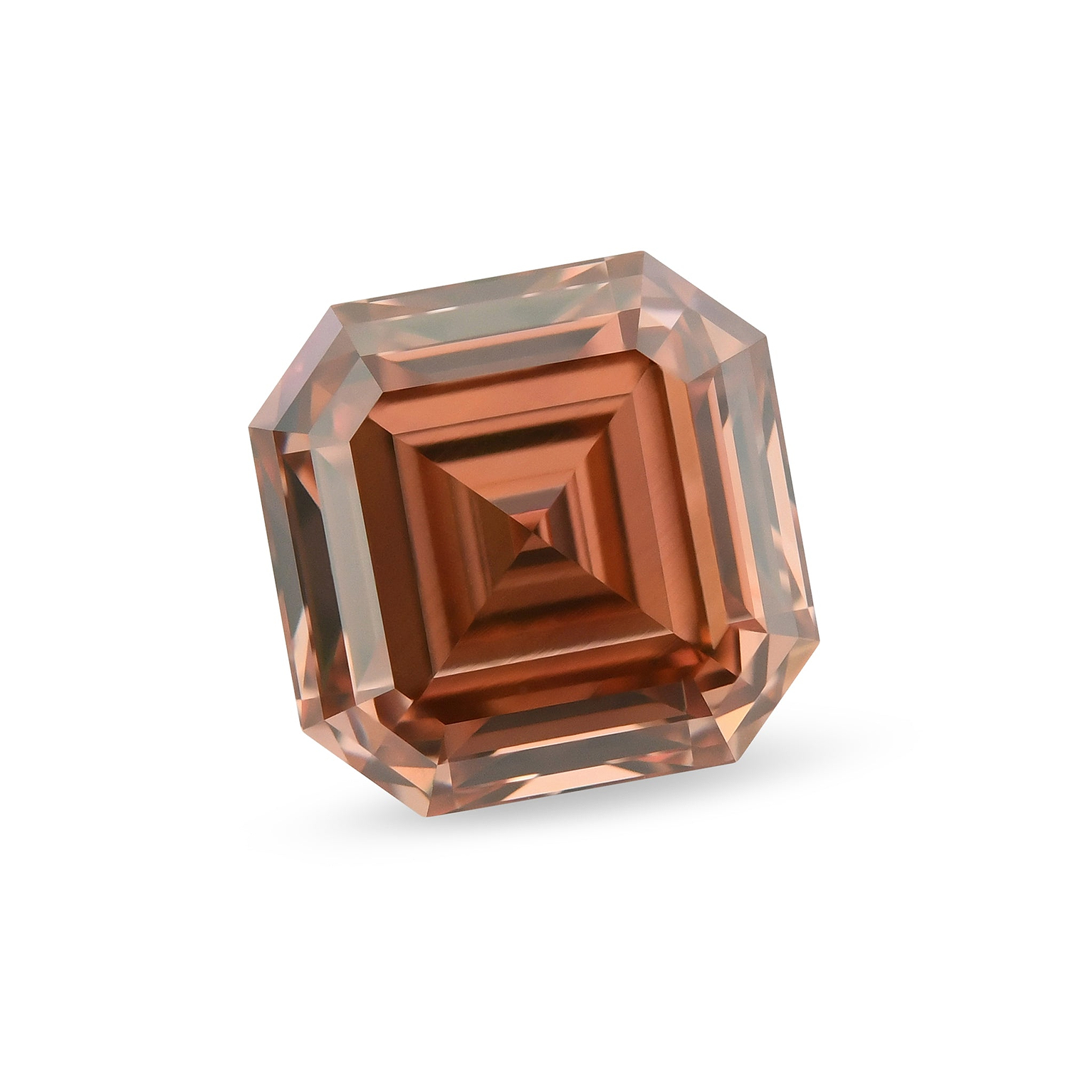 3.06 Carat Fancy Deep Brownish Pinkish Orange Asscher Diamond VS2 GIA