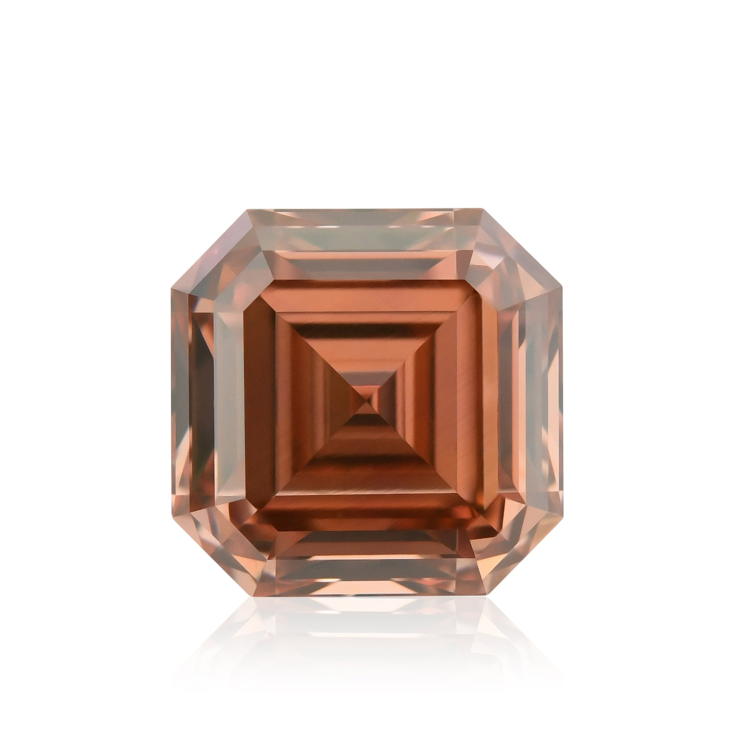 3.06 Carat Fancy Deep Brownish Pinkish Orange Asscher Diamond VS2 GIA