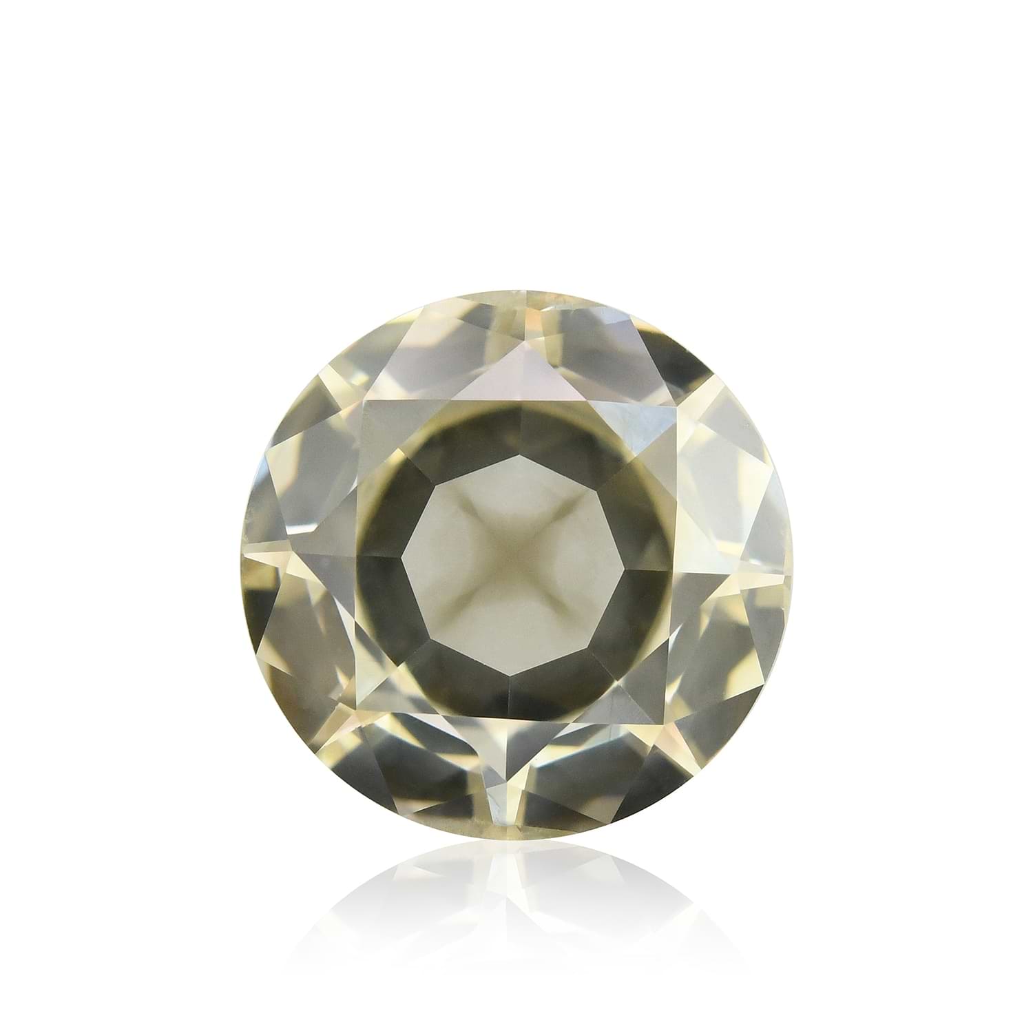 1.76 Carat Fancy Greenish Yellow Brown Round Brilliant Diamond GIA