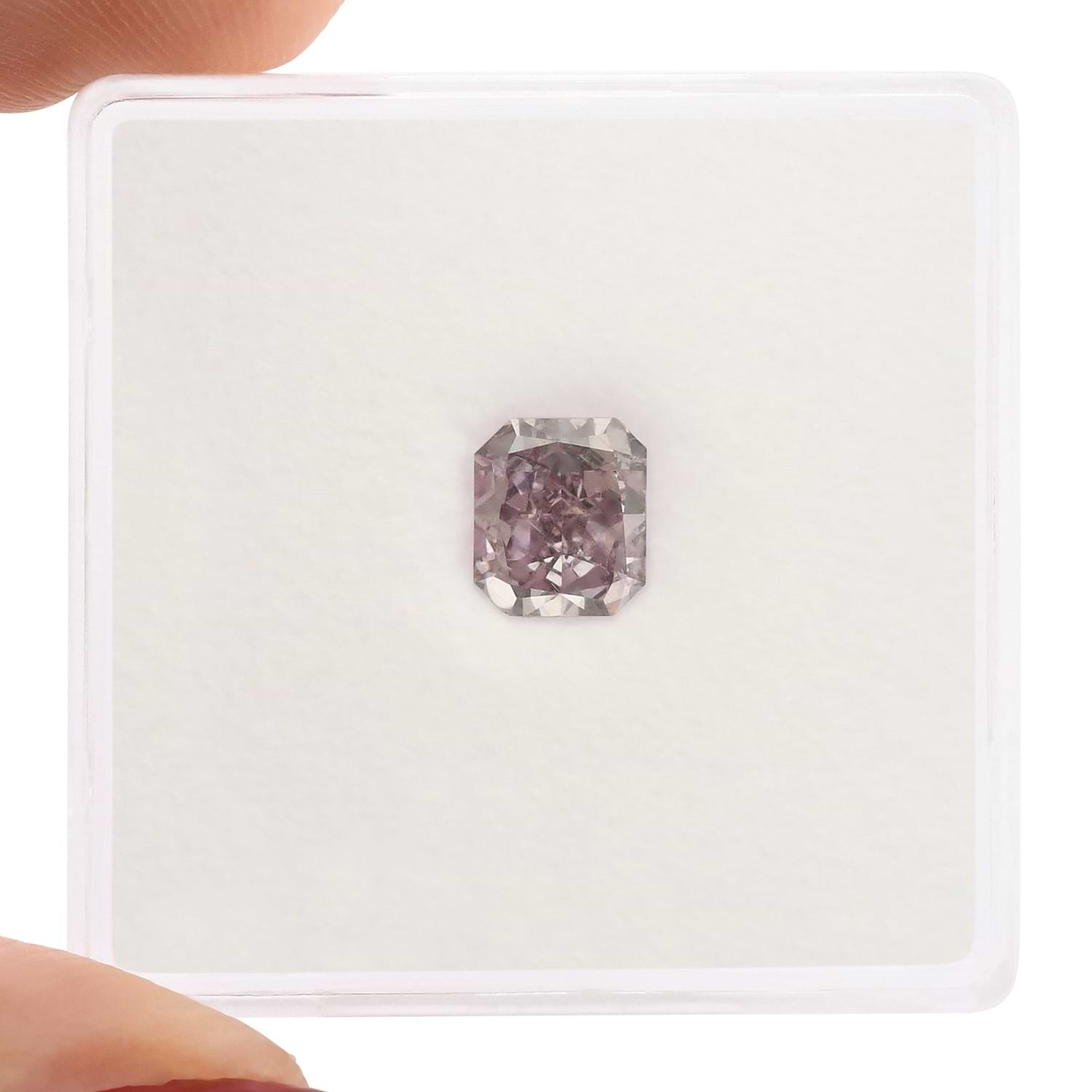 0.80 Carat Fancy Pink Purple Radiant Diamond SI2 GIA