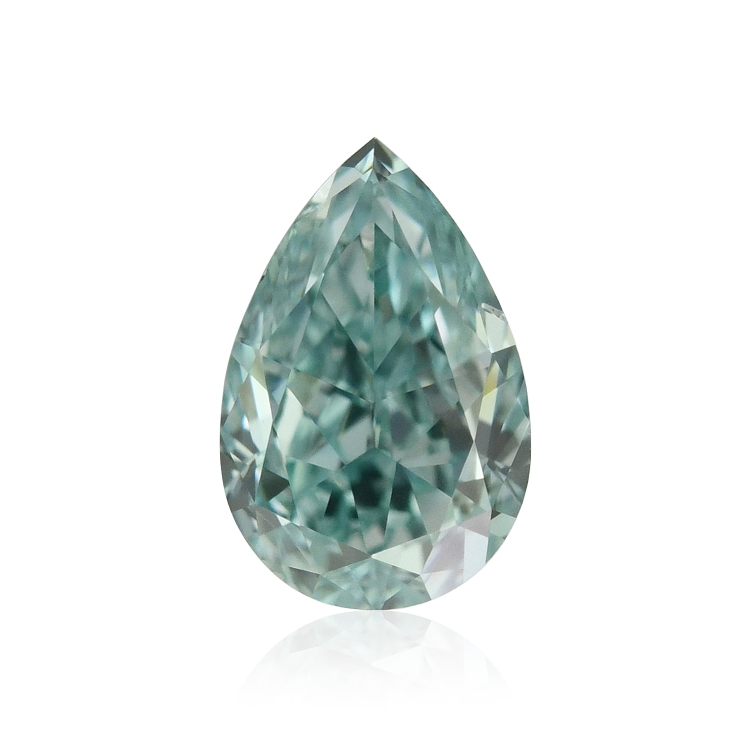 0.38 Carat Fancy Vivid Blue Green Pear Diamond SI2 GIA