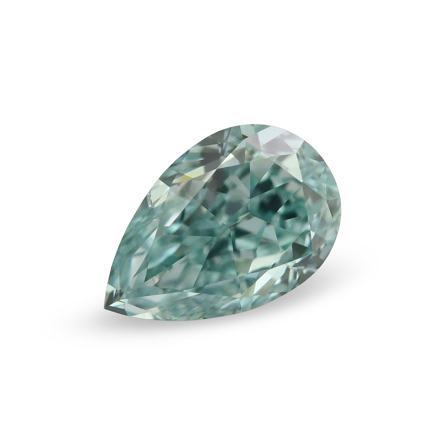 0.38 Carat Fancy Vivid Blue Green Pear Diamond SI2 GIA