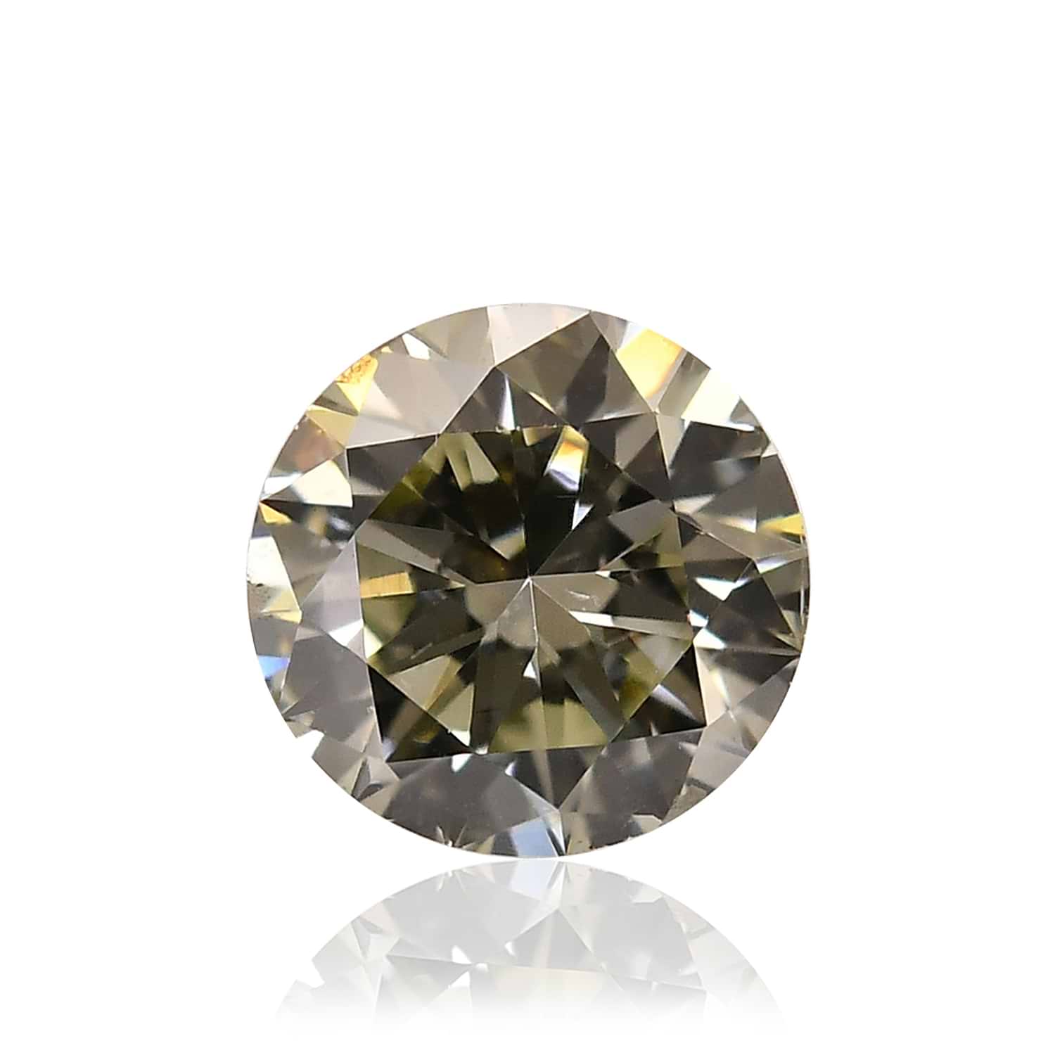 0.37 Carat Fancy Gray Greenish Yellow Round Brillant Diamond (SI2) GIA